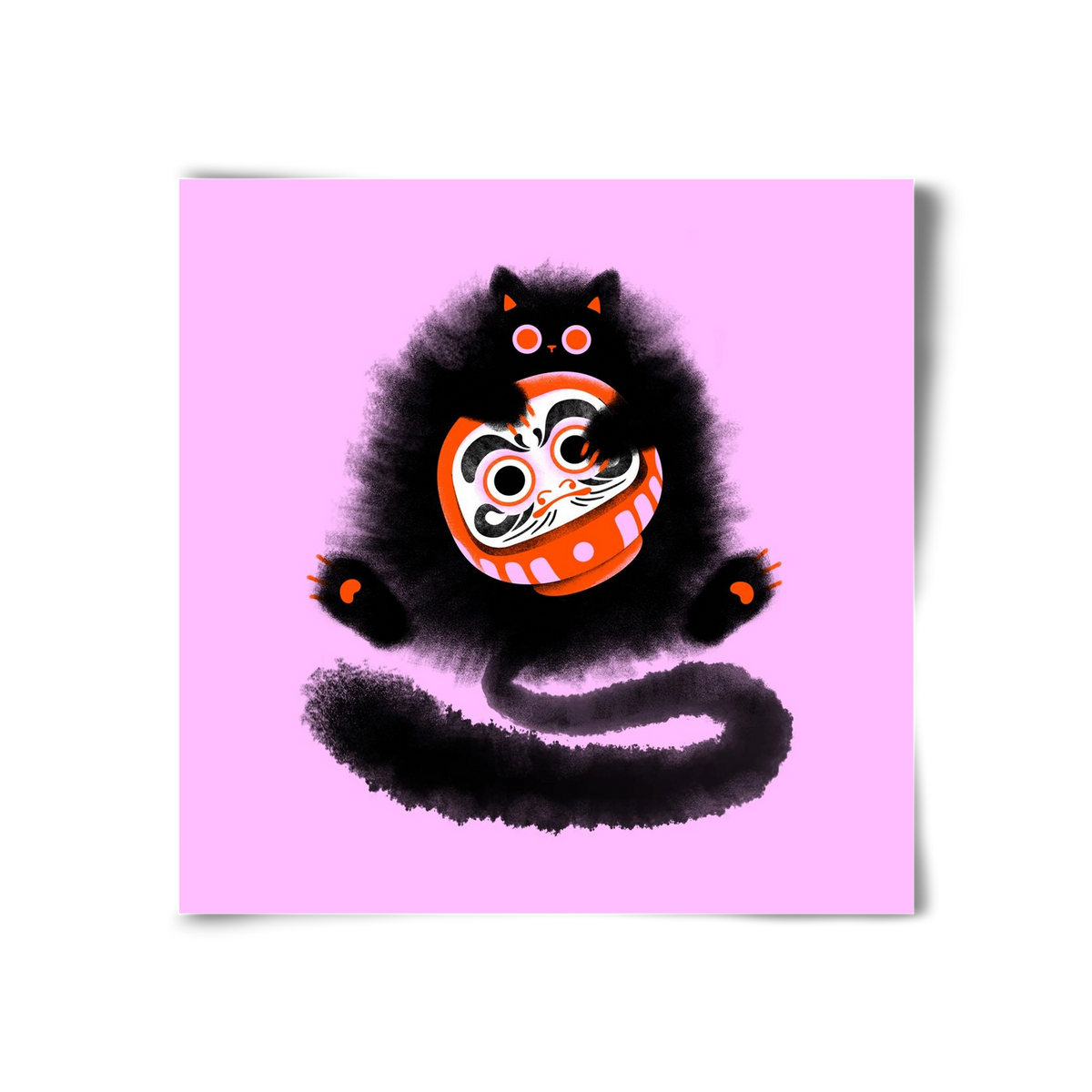 Daruma cat, 30x30 cm, Keret nélkül