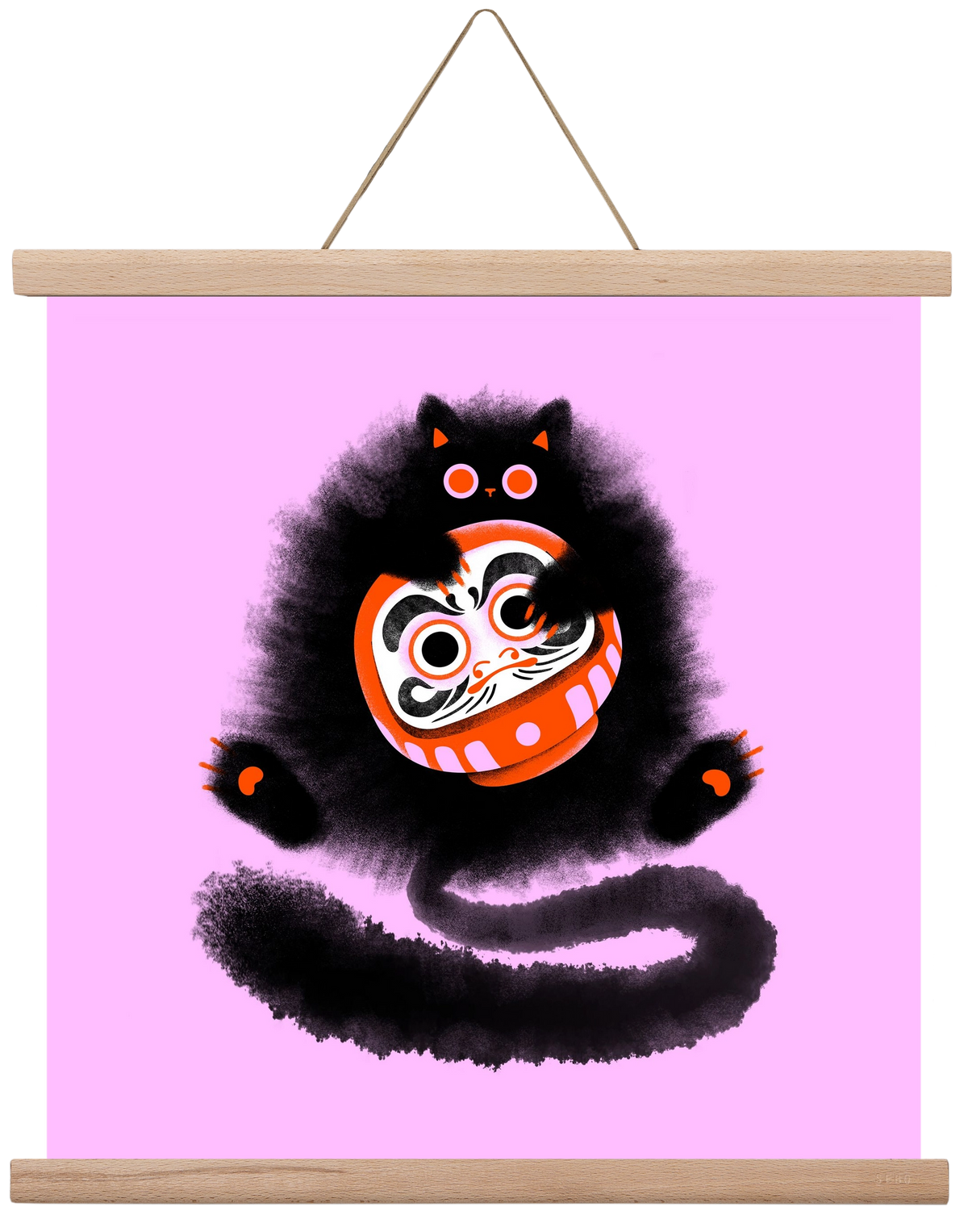 Daruma cat, 40x40 cm (40x40 cm), Tölgy akasztó