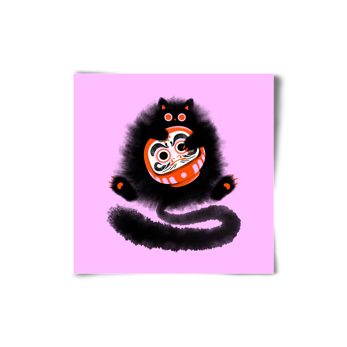 Daruma cat, 20x20 cm, Keret nélkül