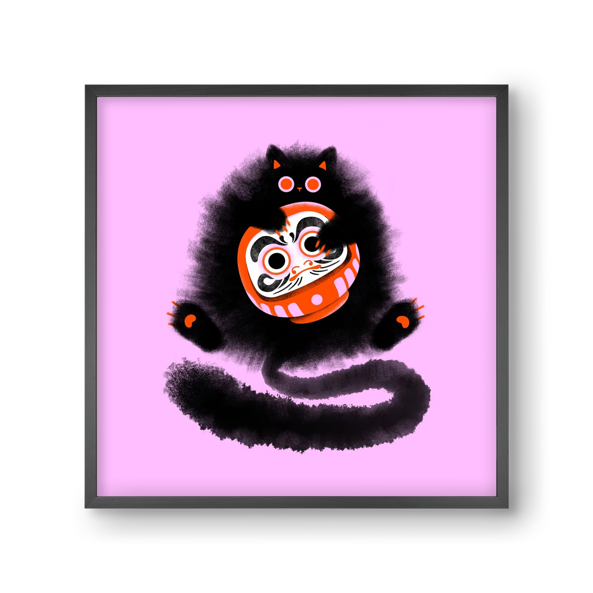 Daruma cat, 30x30 cm (30x30 cm), Fekete keret