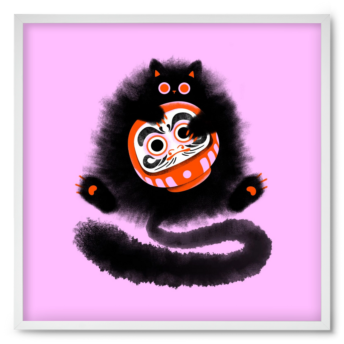 Daruma cat, 50x50 cm (50x50 cm), Fehér keret