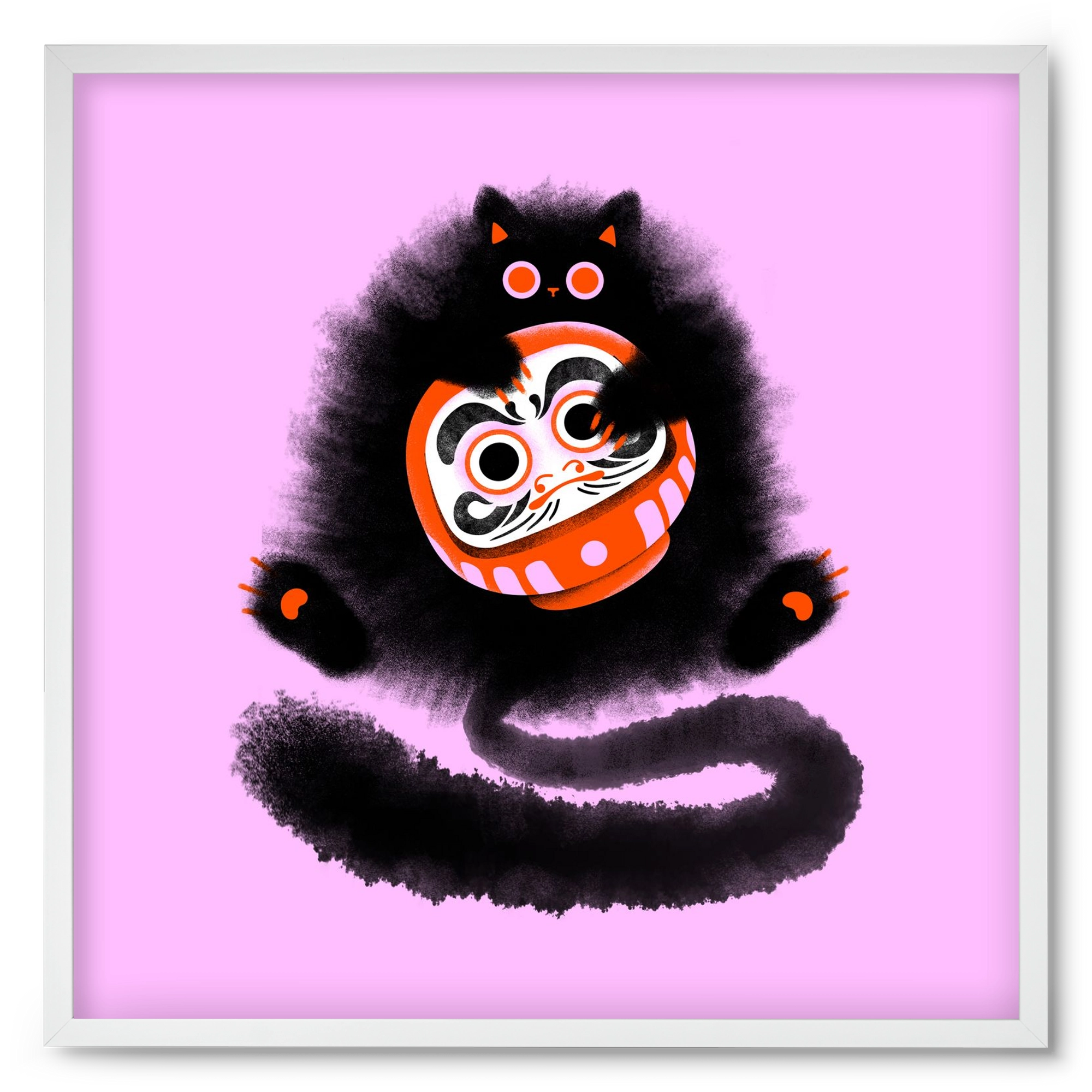 Daruma cat, 50x50 cm (50x50 cm), Fehér keret