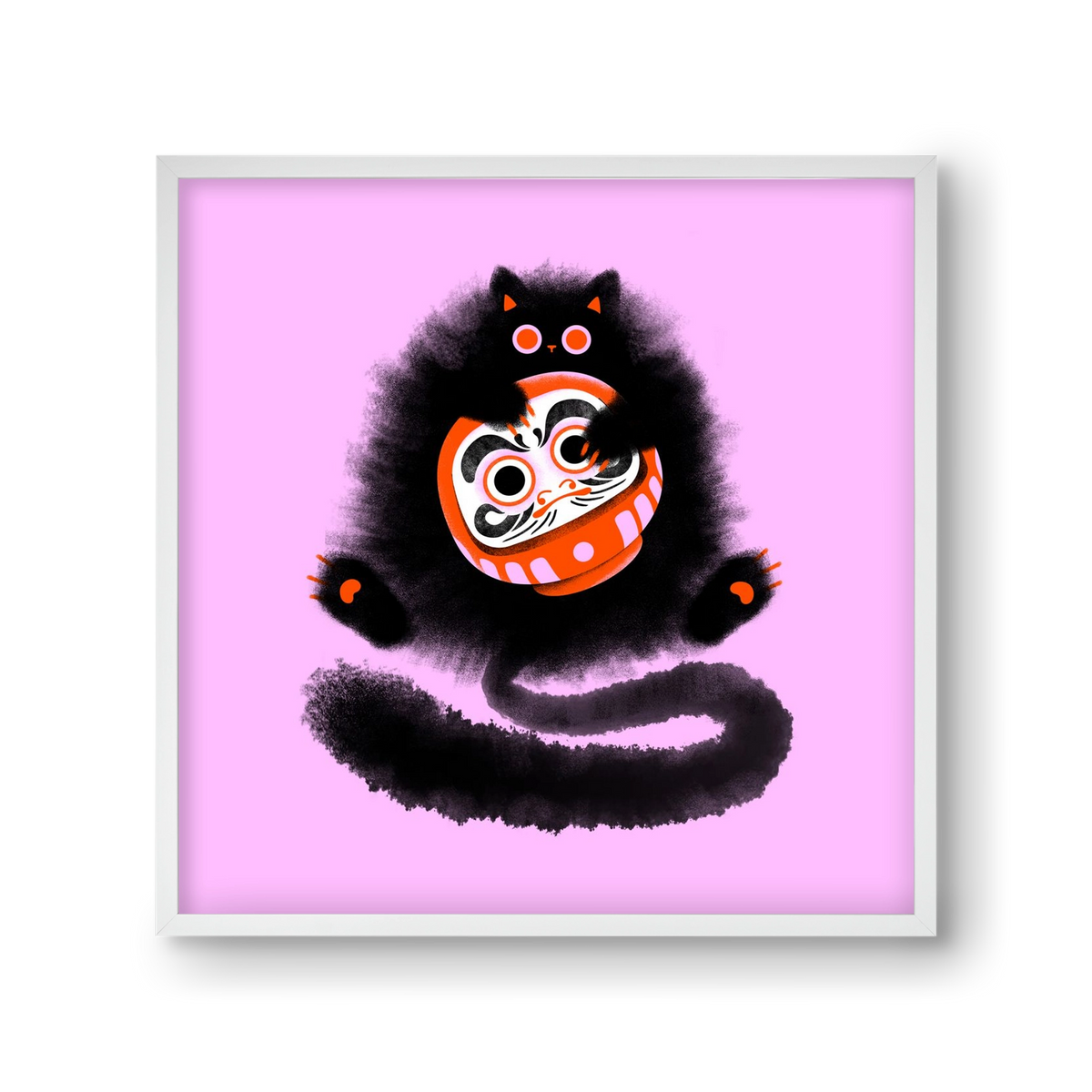 Daruma cat, 30x30 cm (30x30 cm), Fehér keret