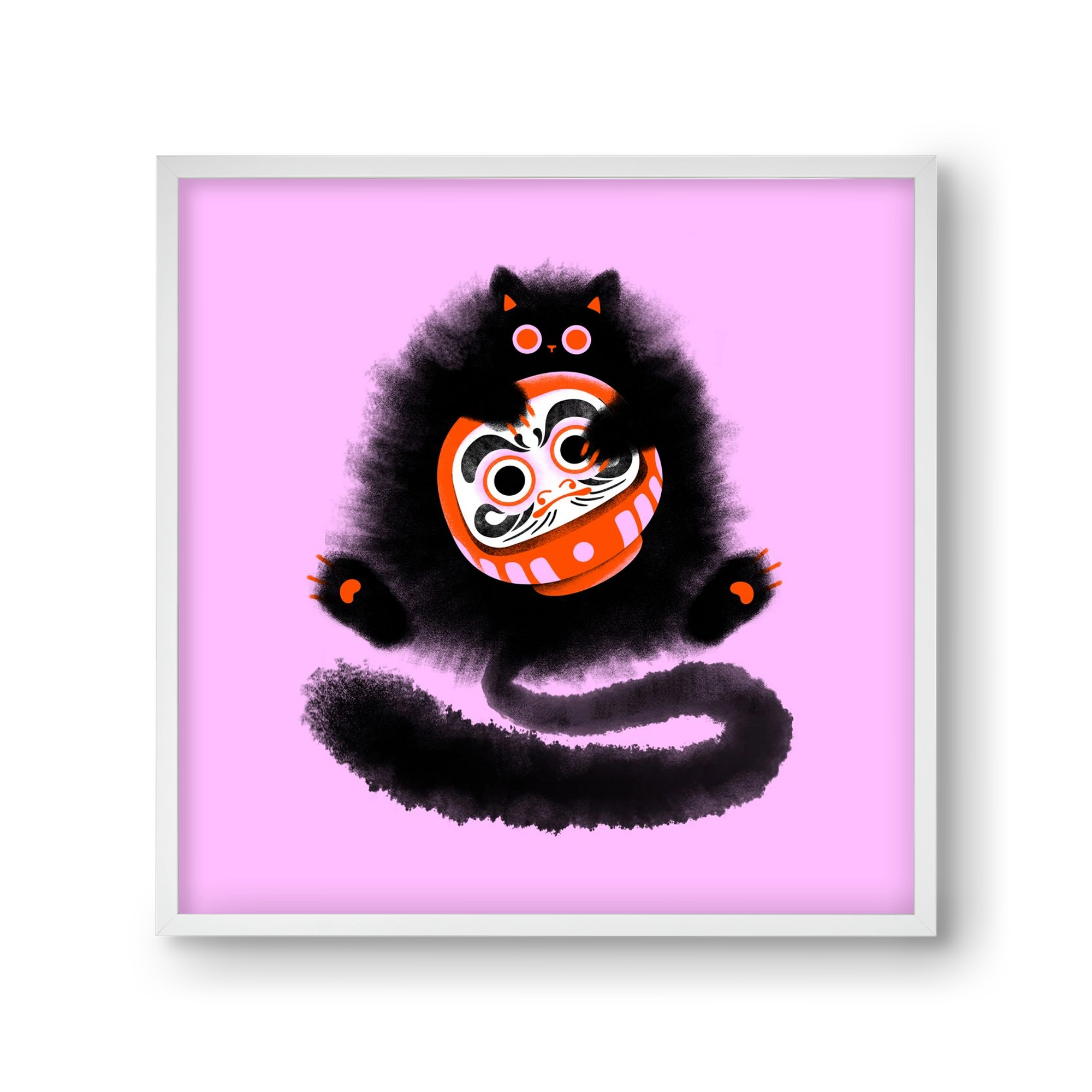 Daruma cat, 30x30 cm (30x30 cm), Fehér keret