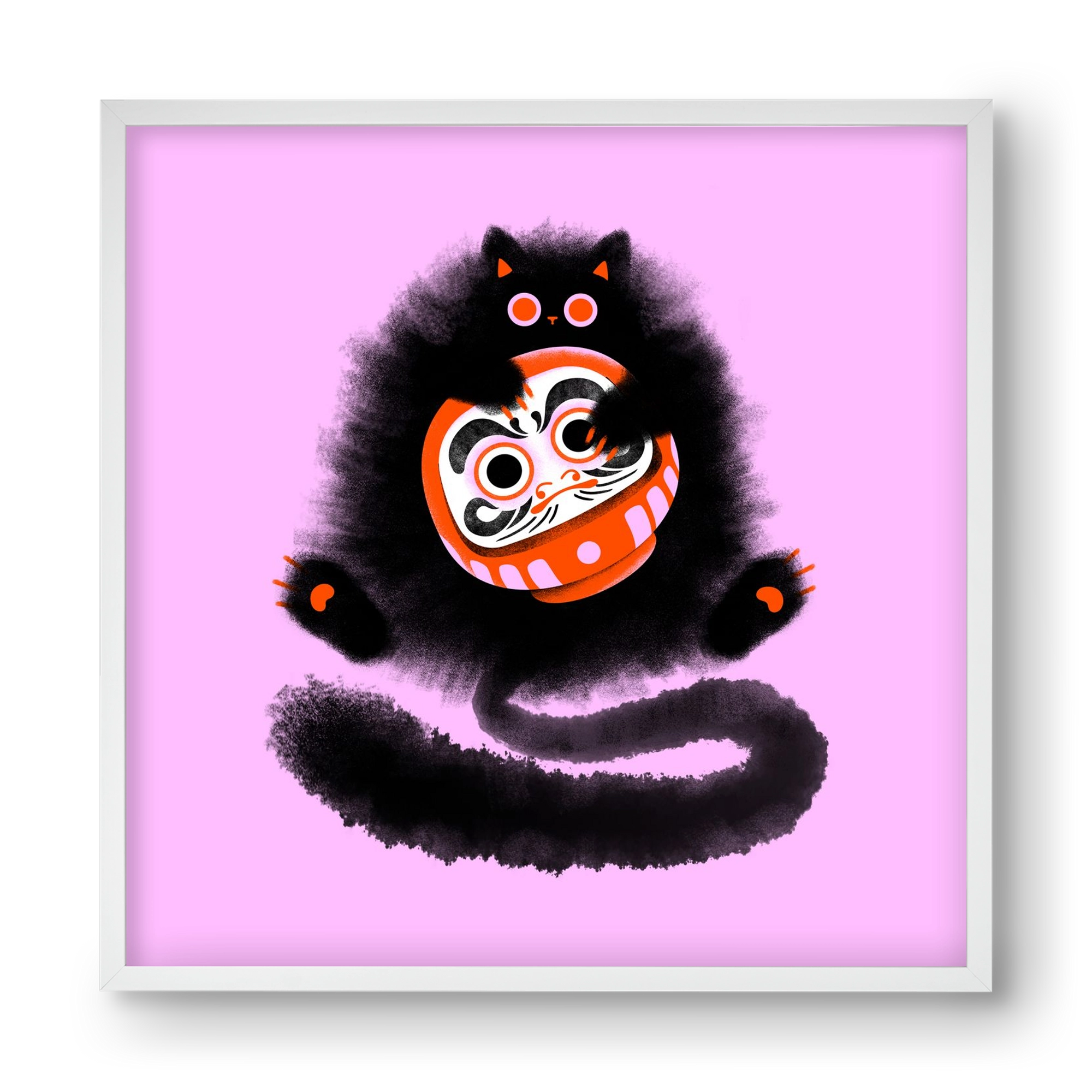 Daruma cat, 40x40 cm (40x40 cm), Fehér keret