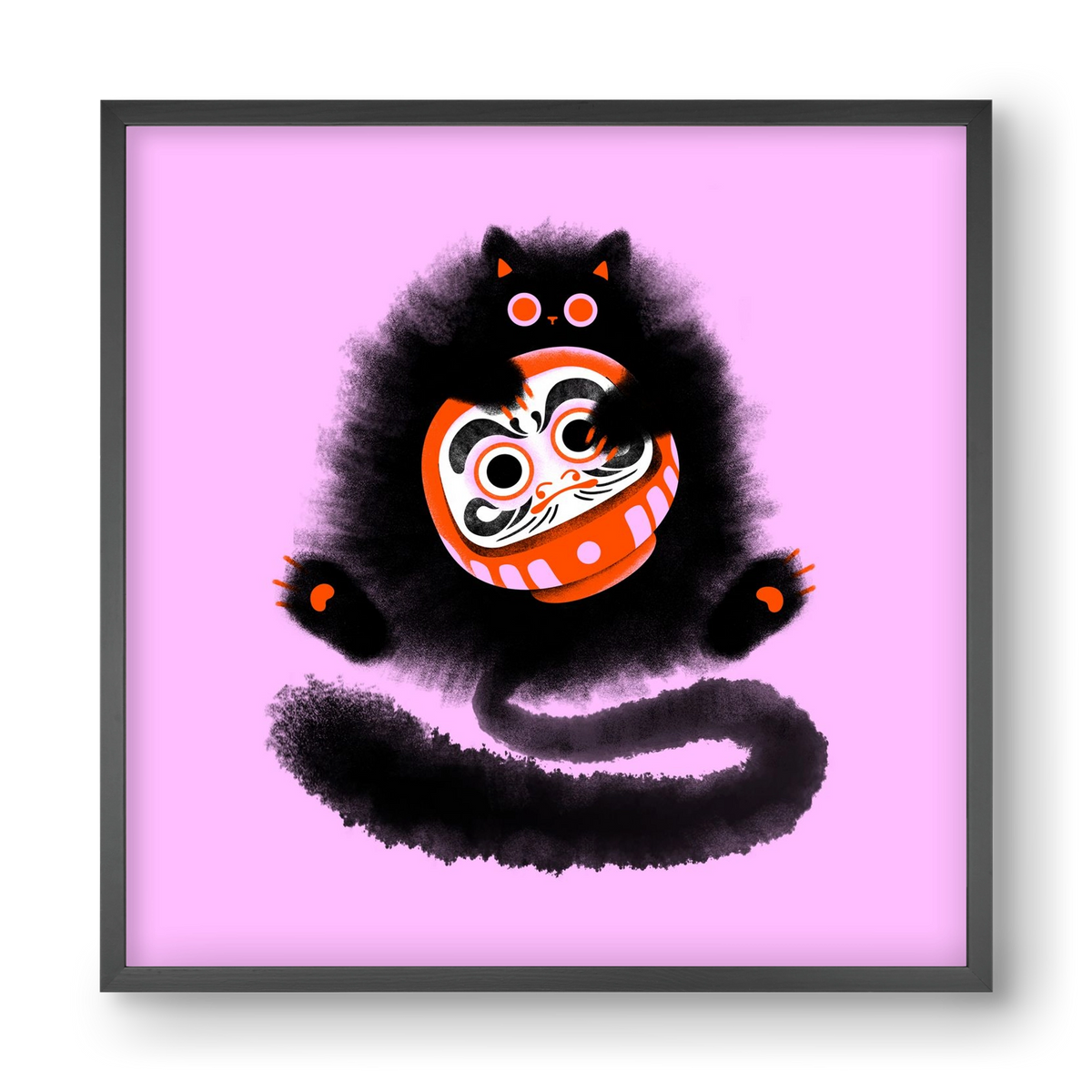 Daruma cat, 40x40 cm (40x40 cm), Fekete keret