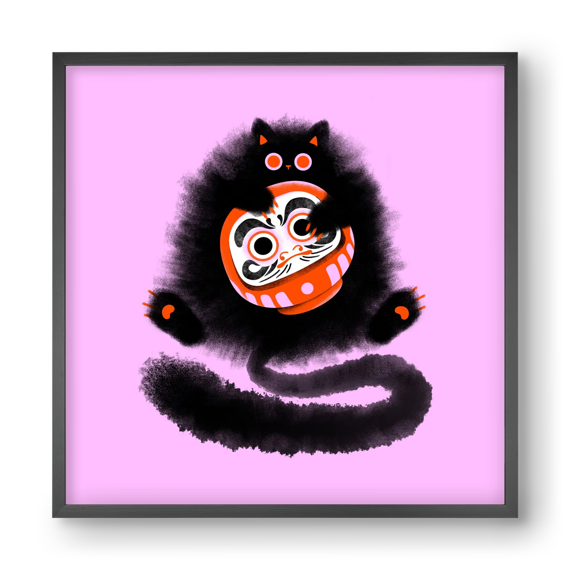 Daruma cat, 40x40 cm (40x40 cm), Fekete keret