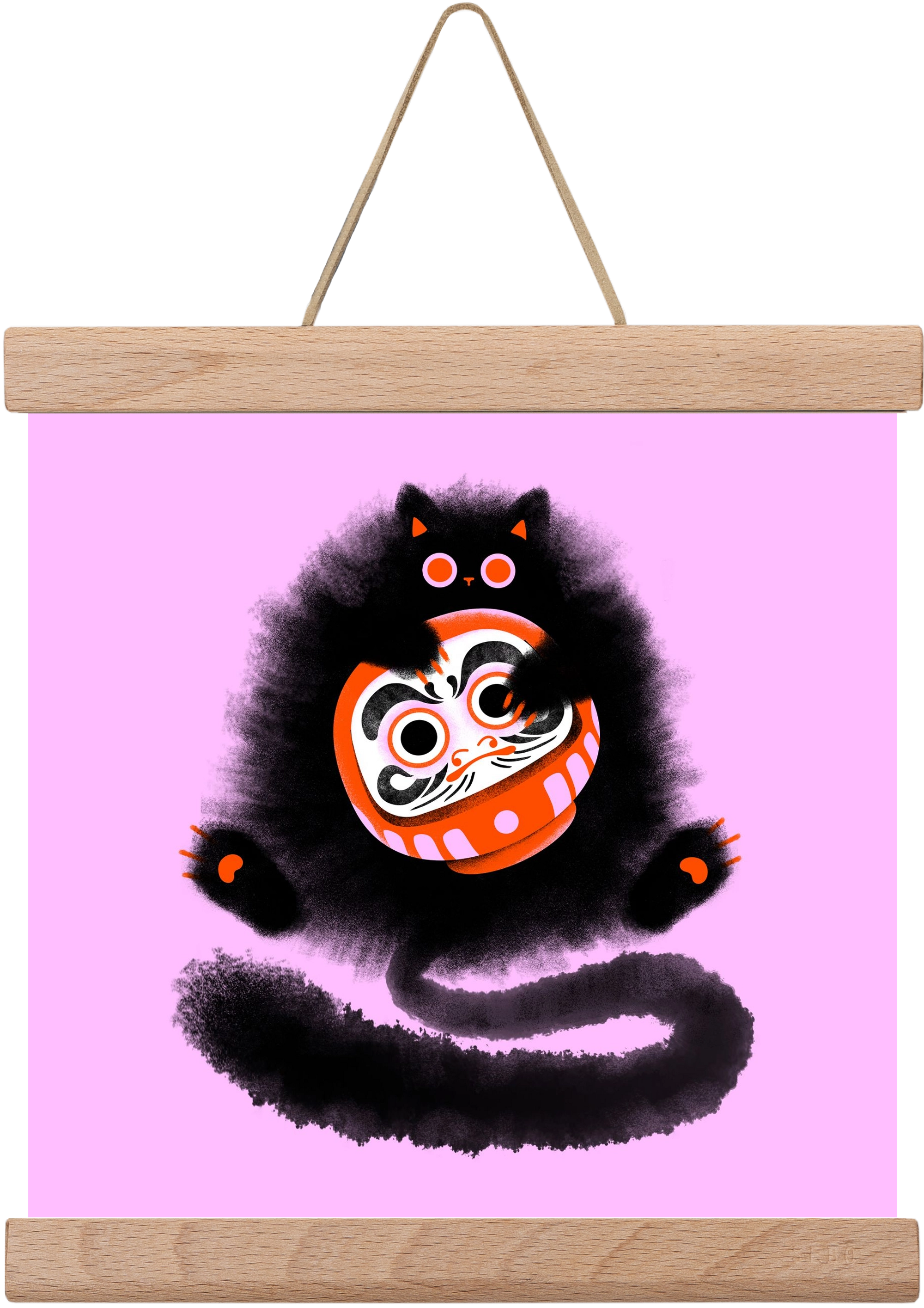 Daruma cat, 20x20 cm (20x20 cm), Tölgy akasztó