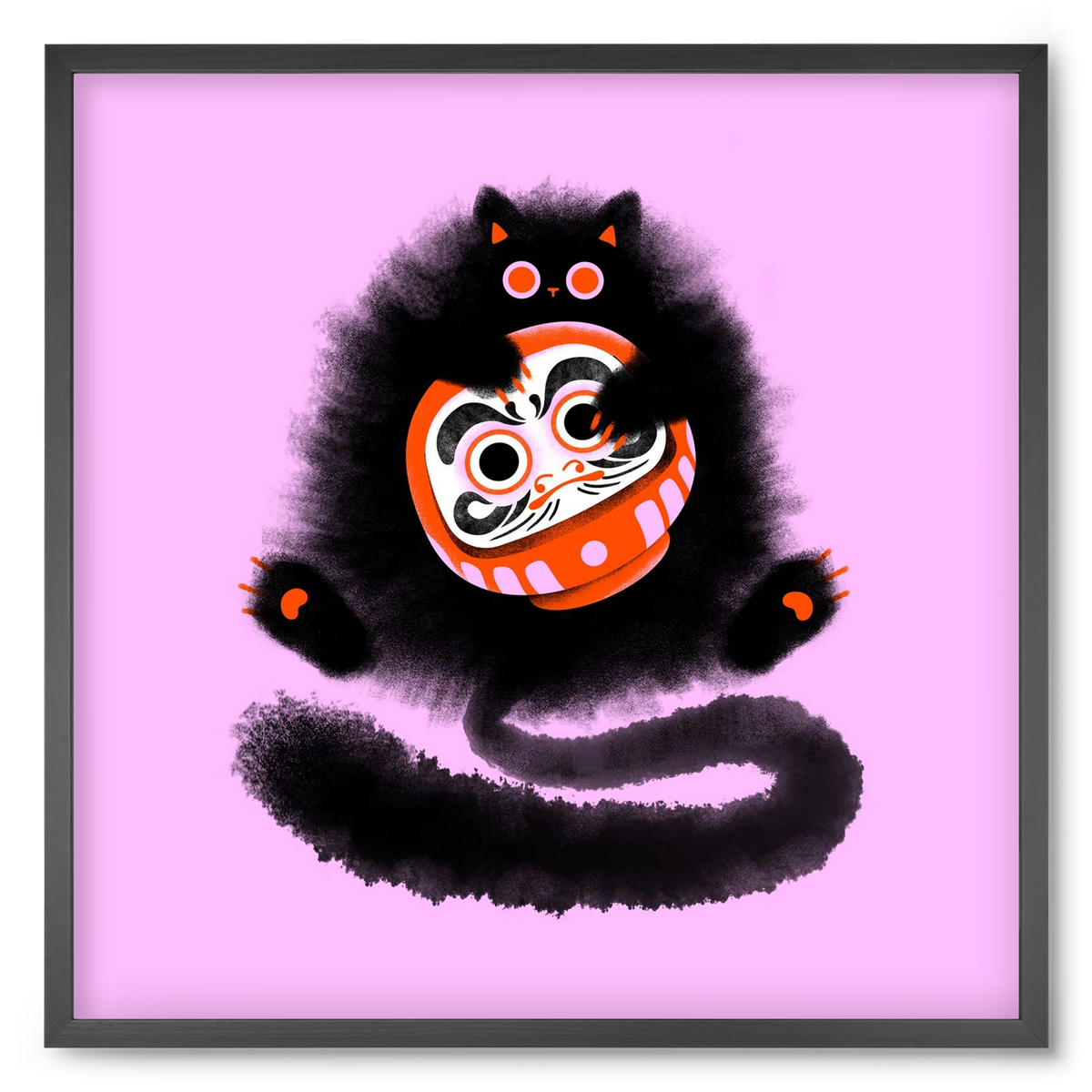 Daruma cat, 50x50 cm (50x50 cm), Fekete keret