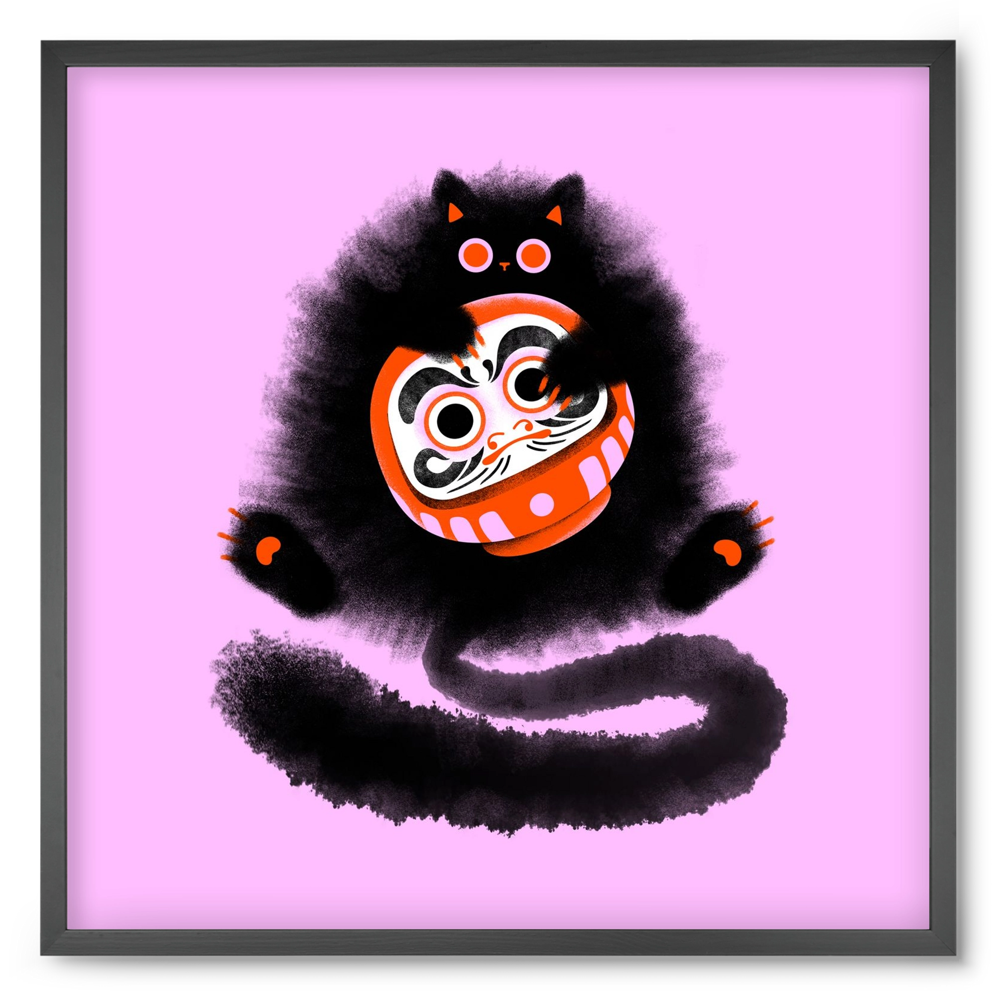 Daruma cat, 50x50 cm (50x50 cm), Fekete keret