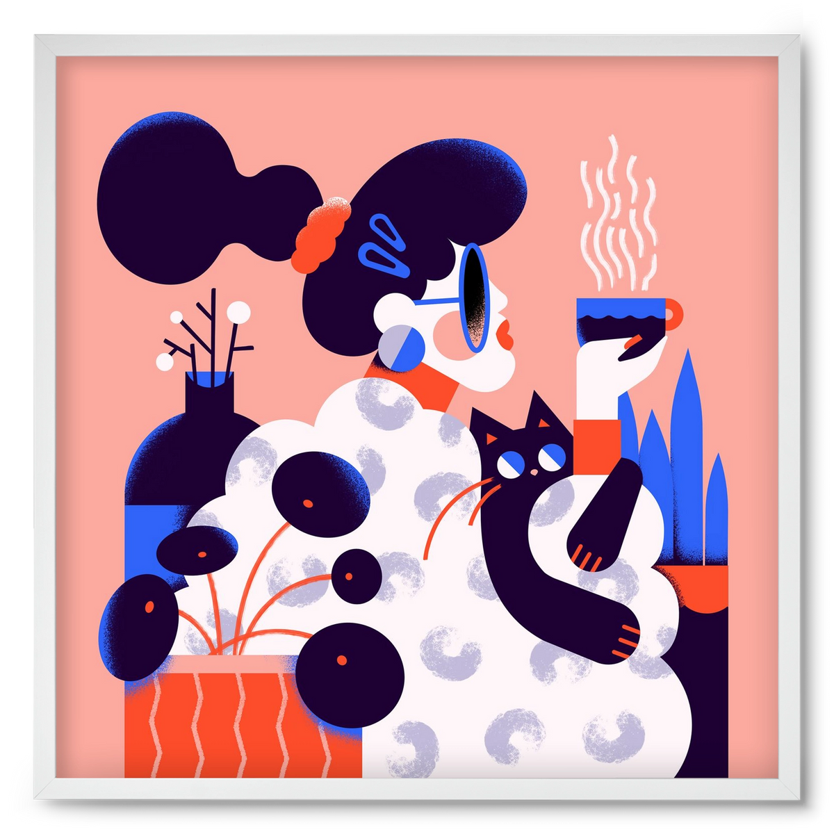 Morning coffee, 50x50 cm (50x50 cm), Fehér keret