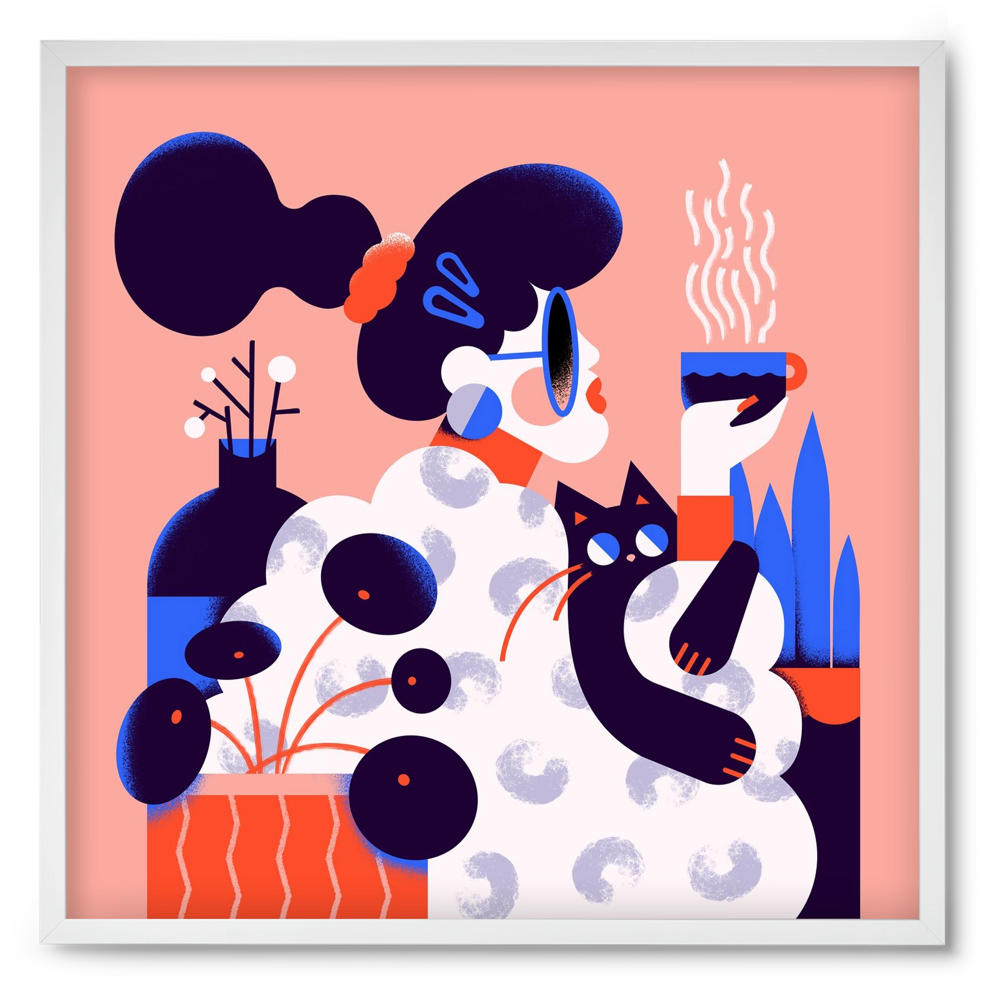 Morning coffee, 50x50 cm (50x50 cm), Fehér keret