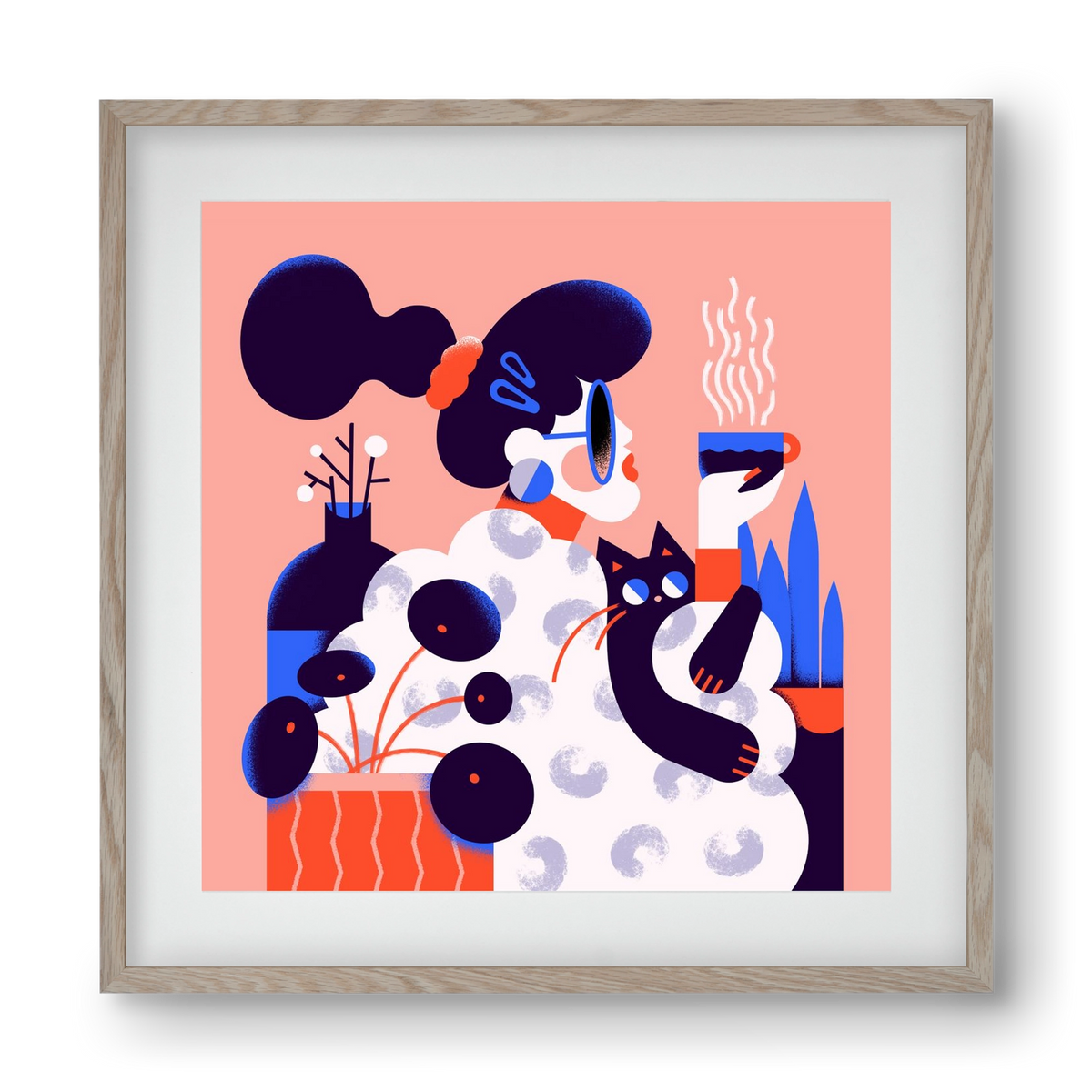 Morning coffee, 40x40 cm (30x30 cm), Tölgy keret, paszpartuval