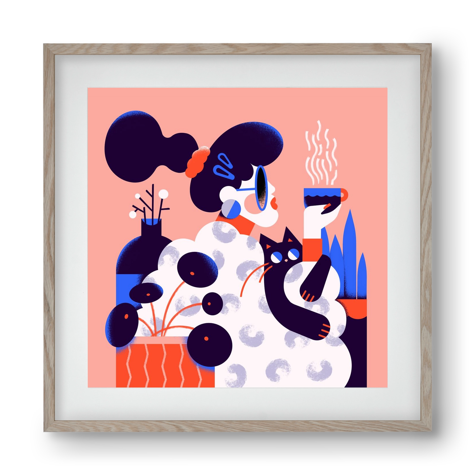 Morning coffee, 40x40 cm (30x30 cm), Tölgy keret, paszpartuval