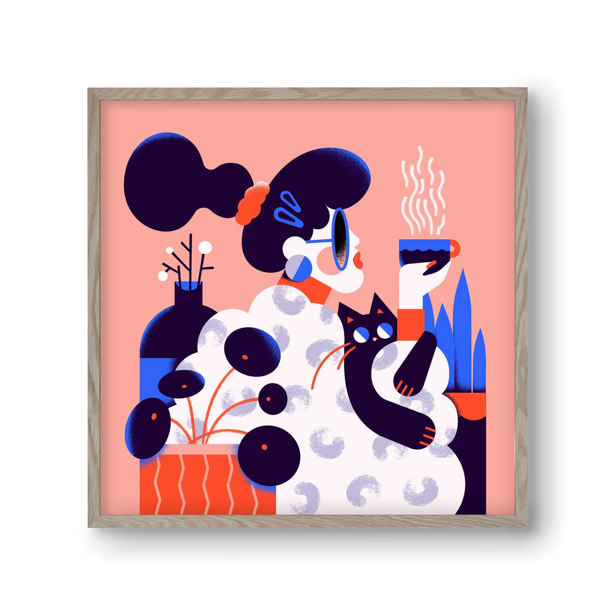 Morning coffee, 30x30 cm (30x30 cm), Tölgy keret