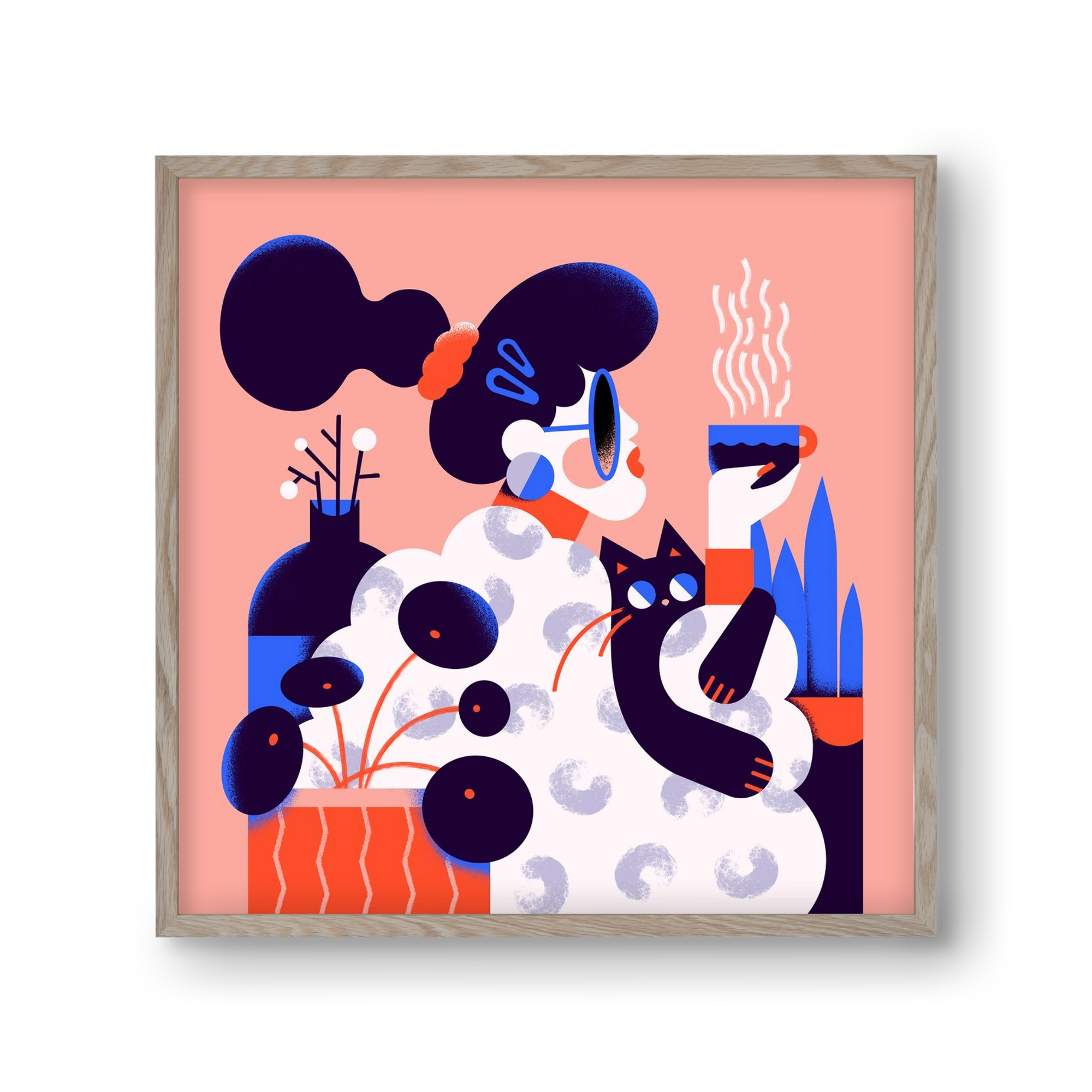 Morning coffee, 30x30 cm (30x30 cm), Tölgy keret