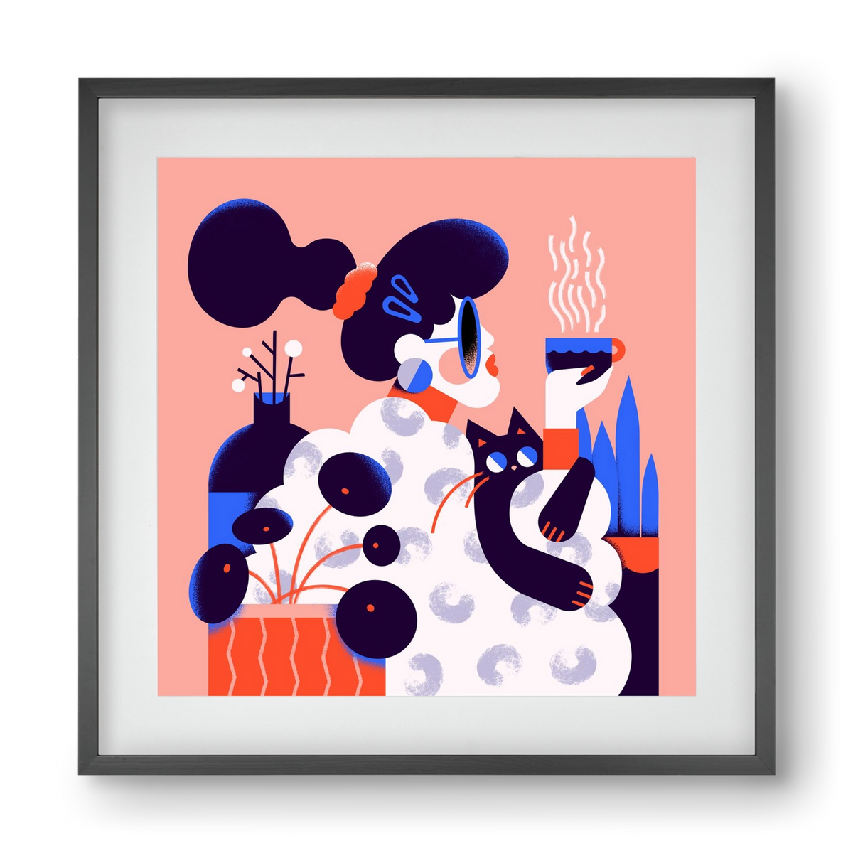 Morning coffee, 40x40 cm (30x30 cm), Fekete keret, paszpartuval