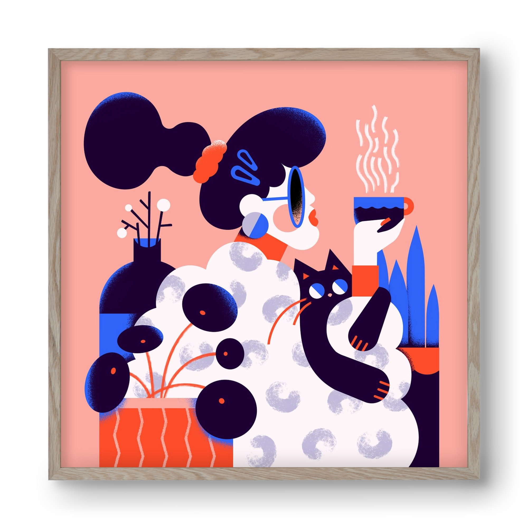 Morning coffee, 40x40 cm (40x40 cm), Tölgy keret