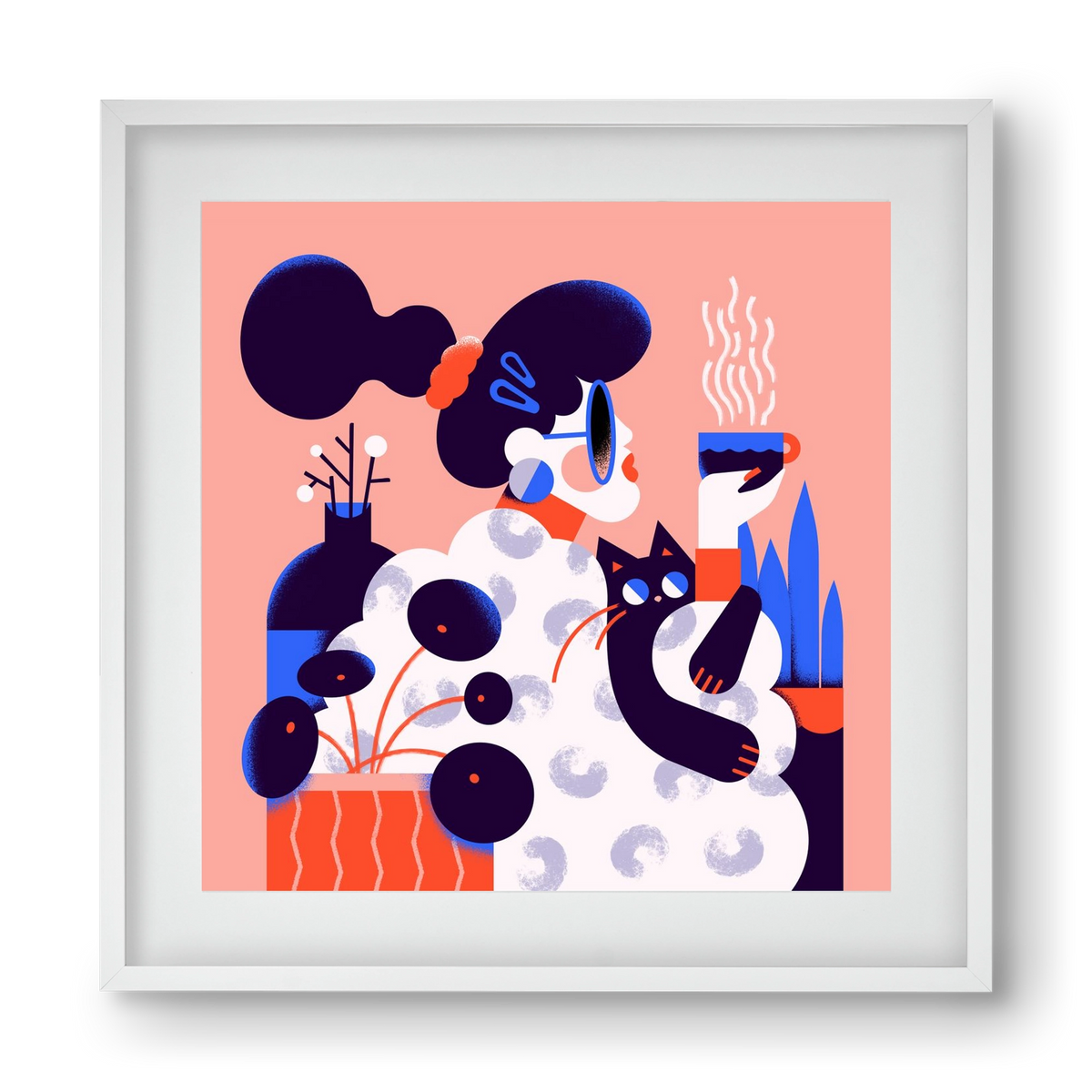 Morning coffee, 40x40 cm (30x30 cm), Fehér keret, paszpartuval