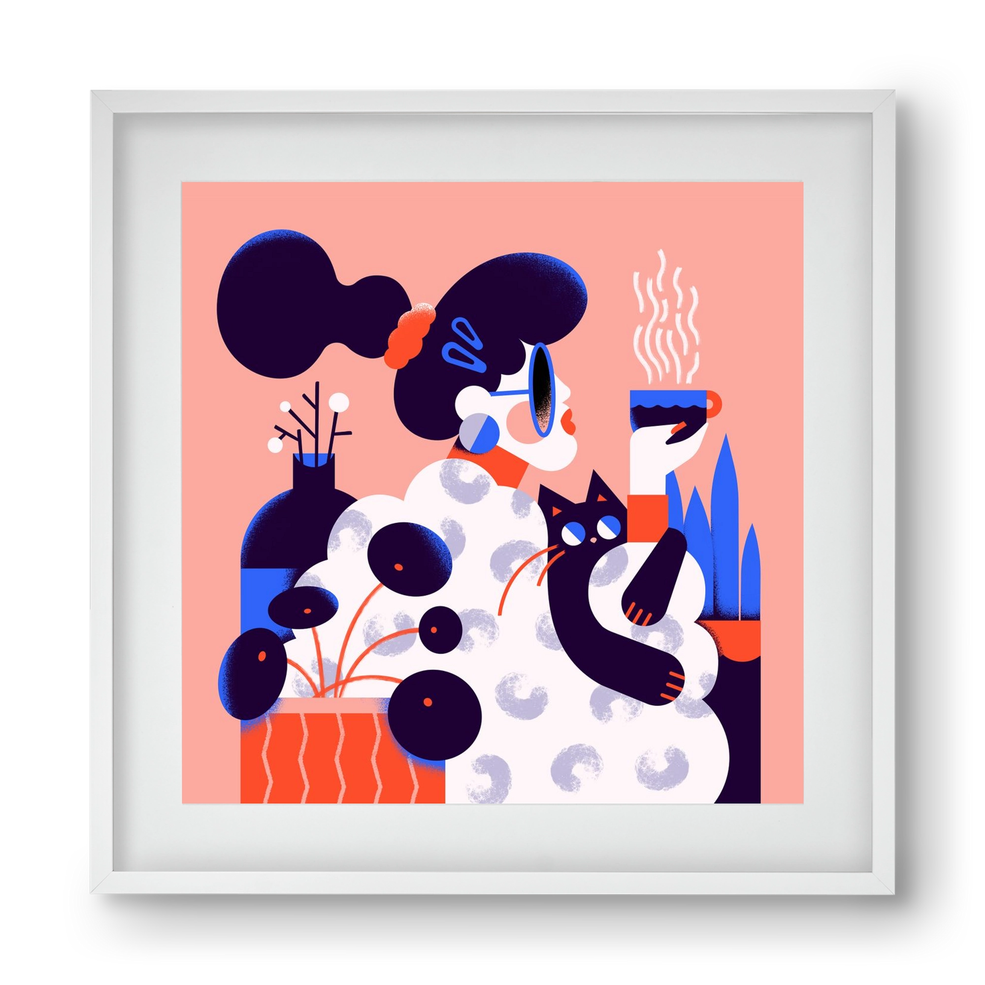 Morning coffee, 40x40 cm (30x30 cm), Fehér keret, paszpartuval