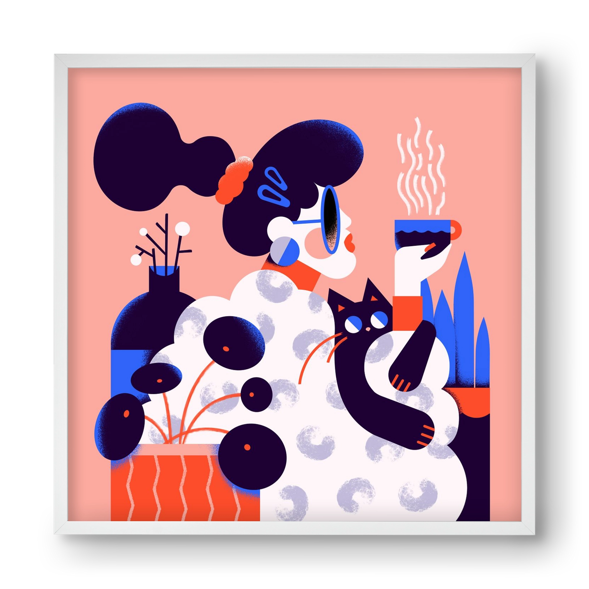 Morning coffee, 40x40 cm (40x40 cm), Fehér keret