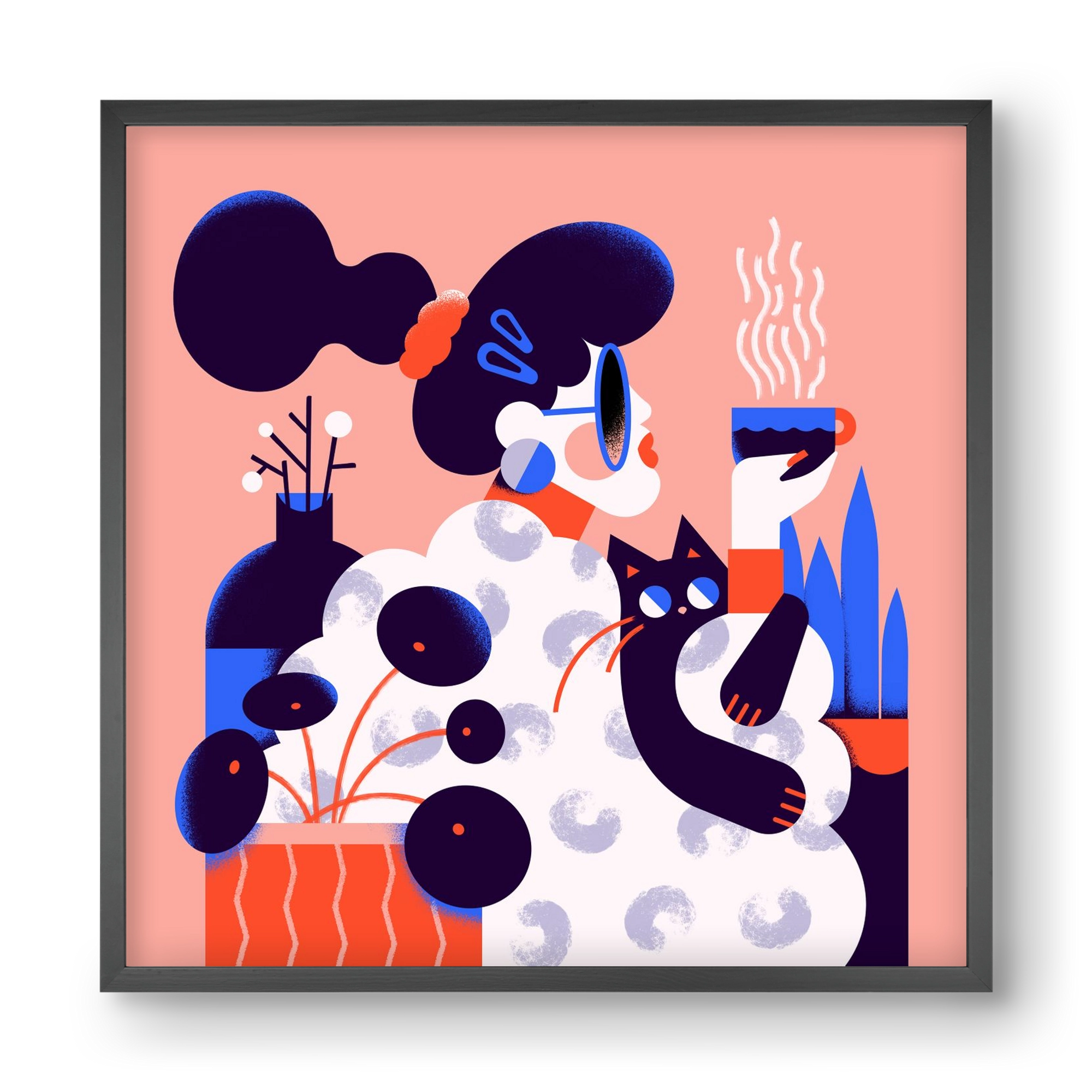 Morning coffee, 40x40 cm (40x40 cm), Fekete keret