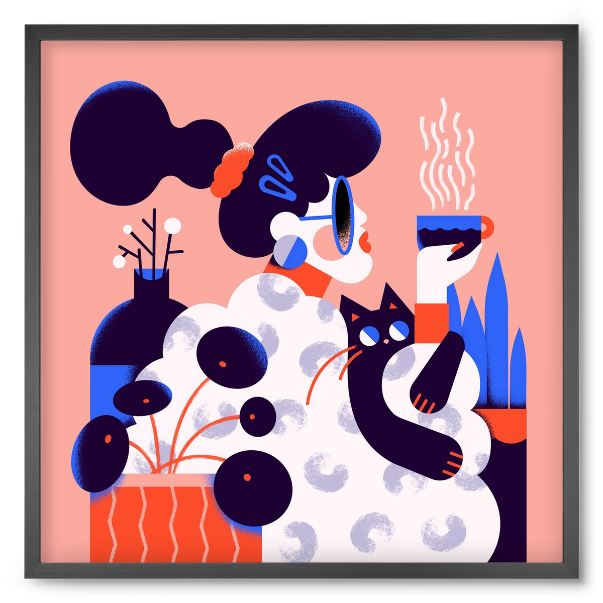 Morning coffee, 50x50 cm (50x50 cm), Fekete keret