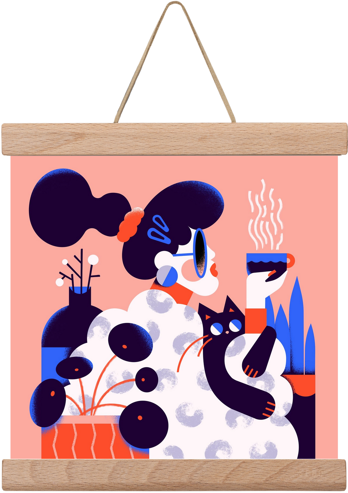 Morning coffee, 20x20 cm (20x20 cm), Tölgy akasztó