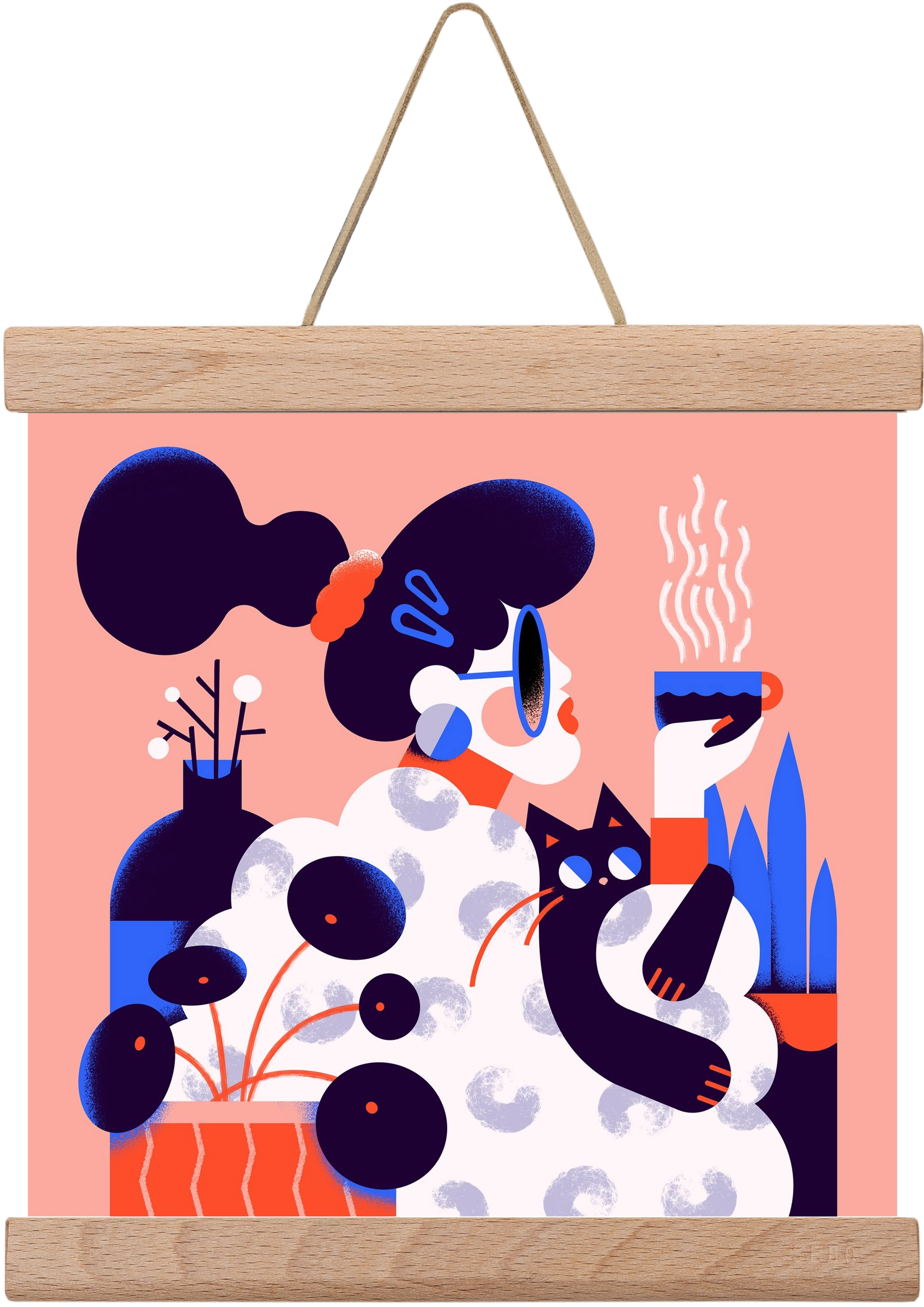 Morning coffee, 20x20 cm (20x20 cm), Tölgy akasztó