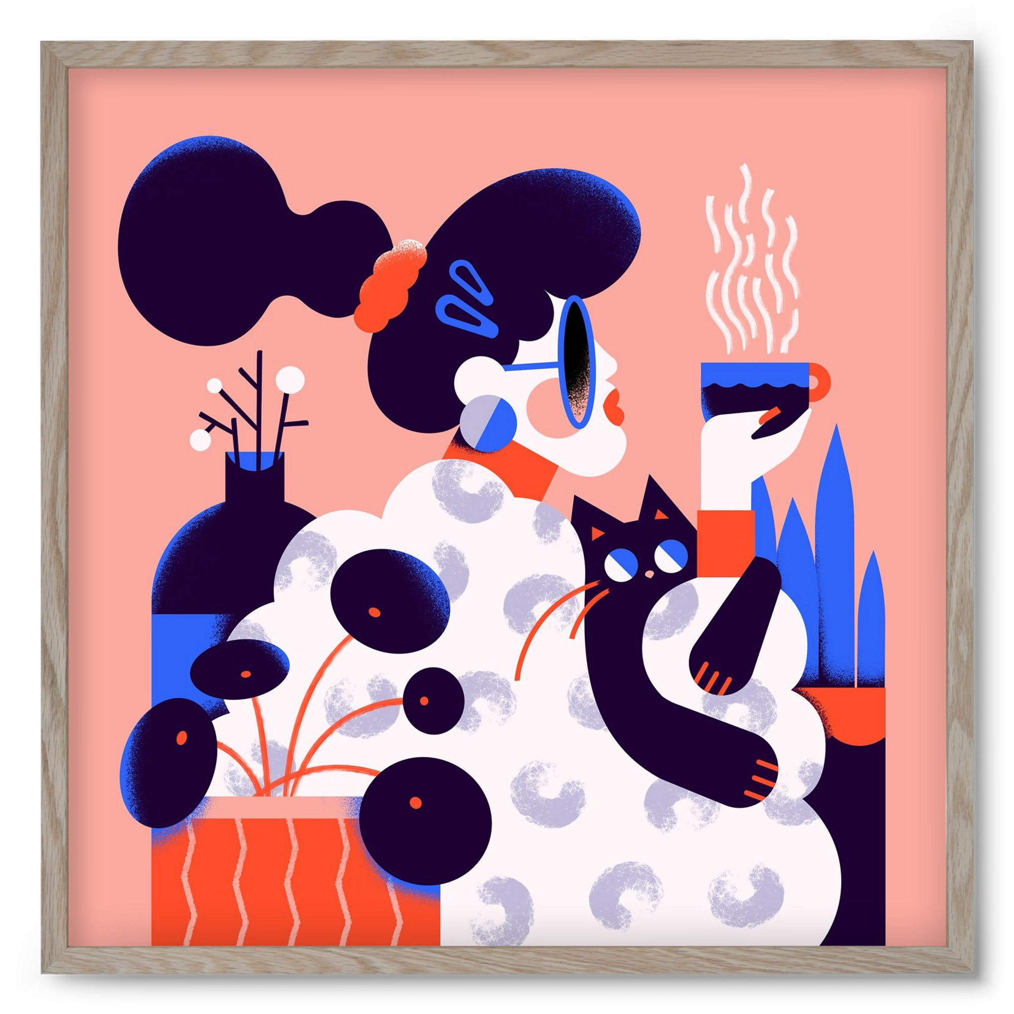 Morning coffee, 50x50 cm (50x50 cm), Tölgy keret