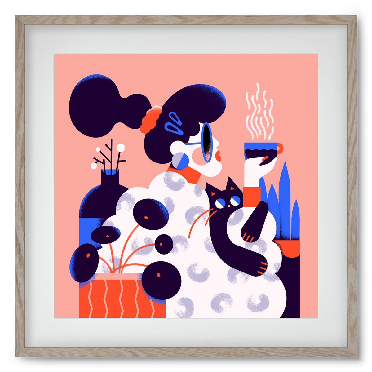 Morning coffee, 50x50 cm (40x40 cm), Tölgy keret, paszpartuval