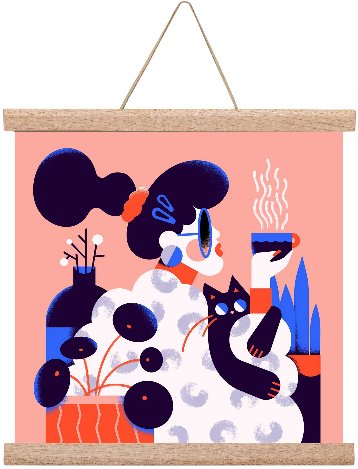 Morning coffee, 30x30 cm (30x30 cm), Tölgy akasztó