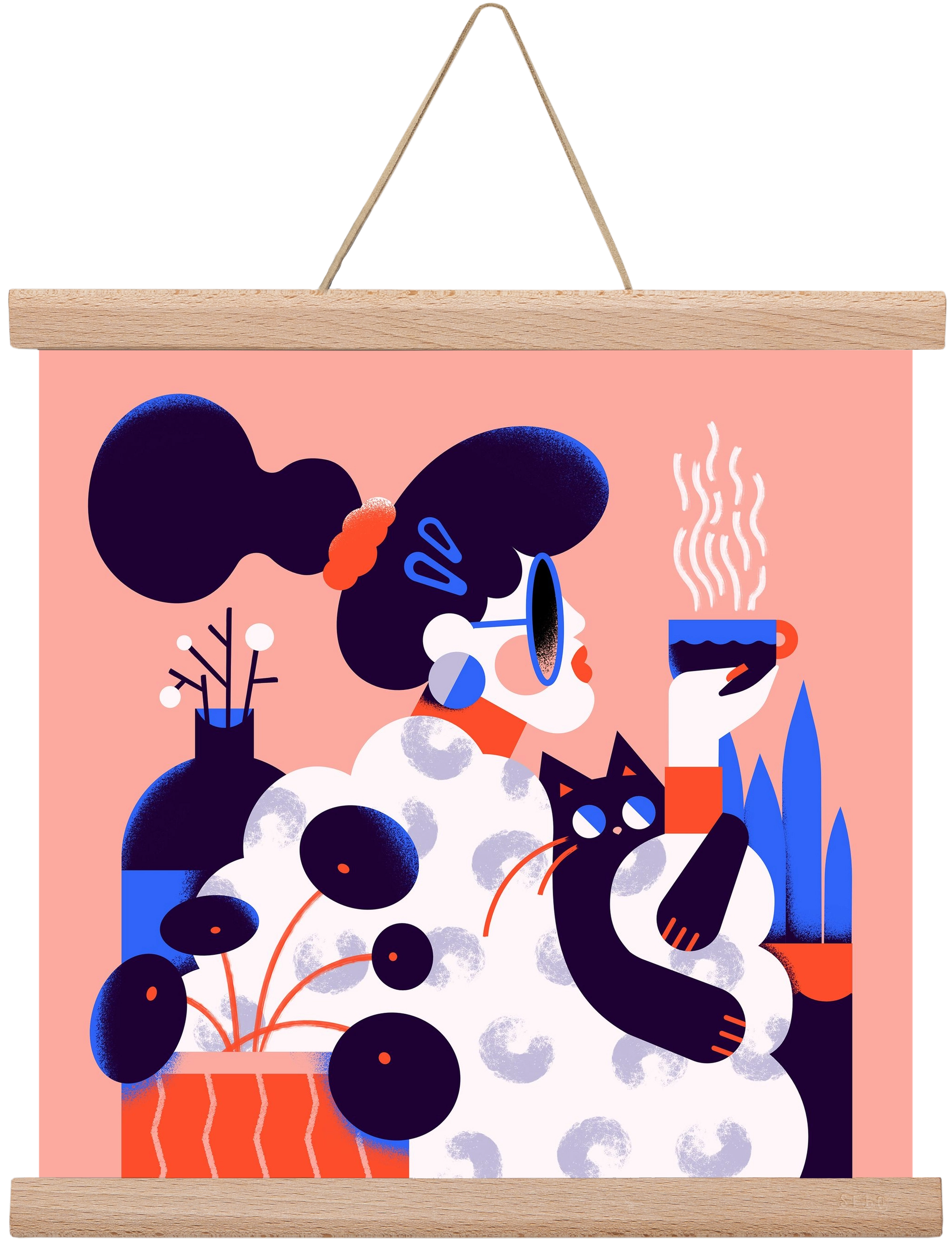 Morning coffee, 30x30 cm (30x30 cm), Tölgy akasztó