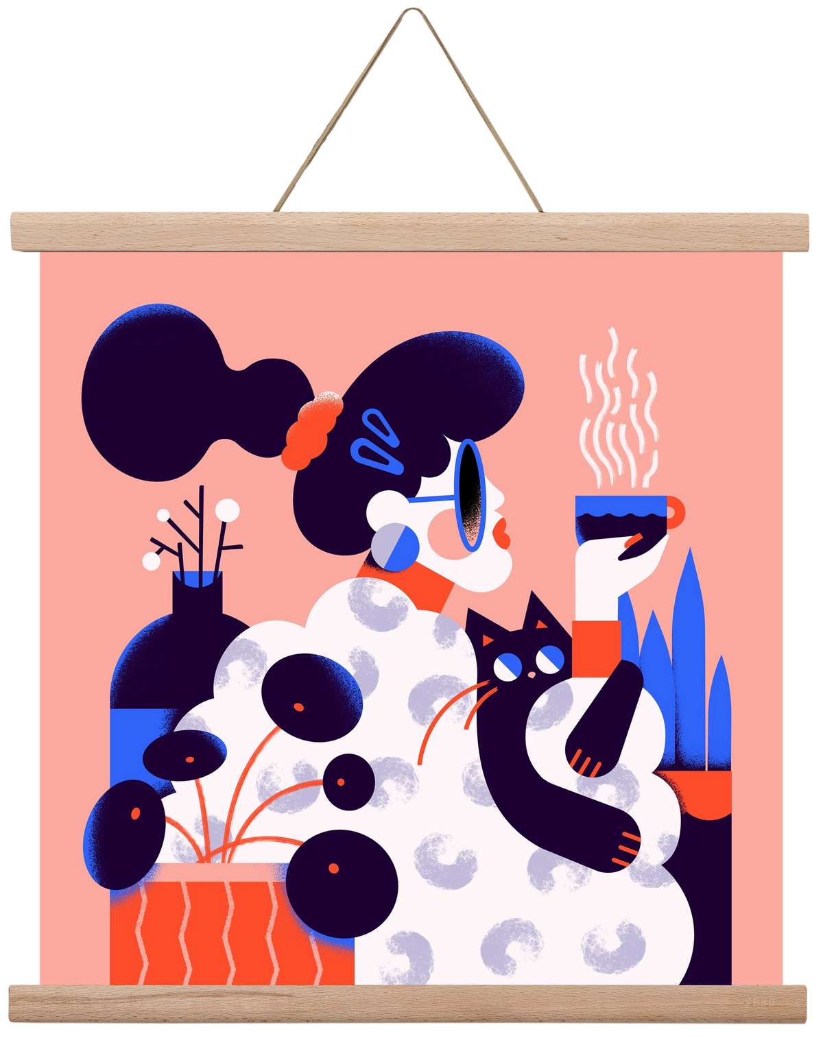 Morning coffee, 40x40 cm (40x40 cm), Tölgy akasztó