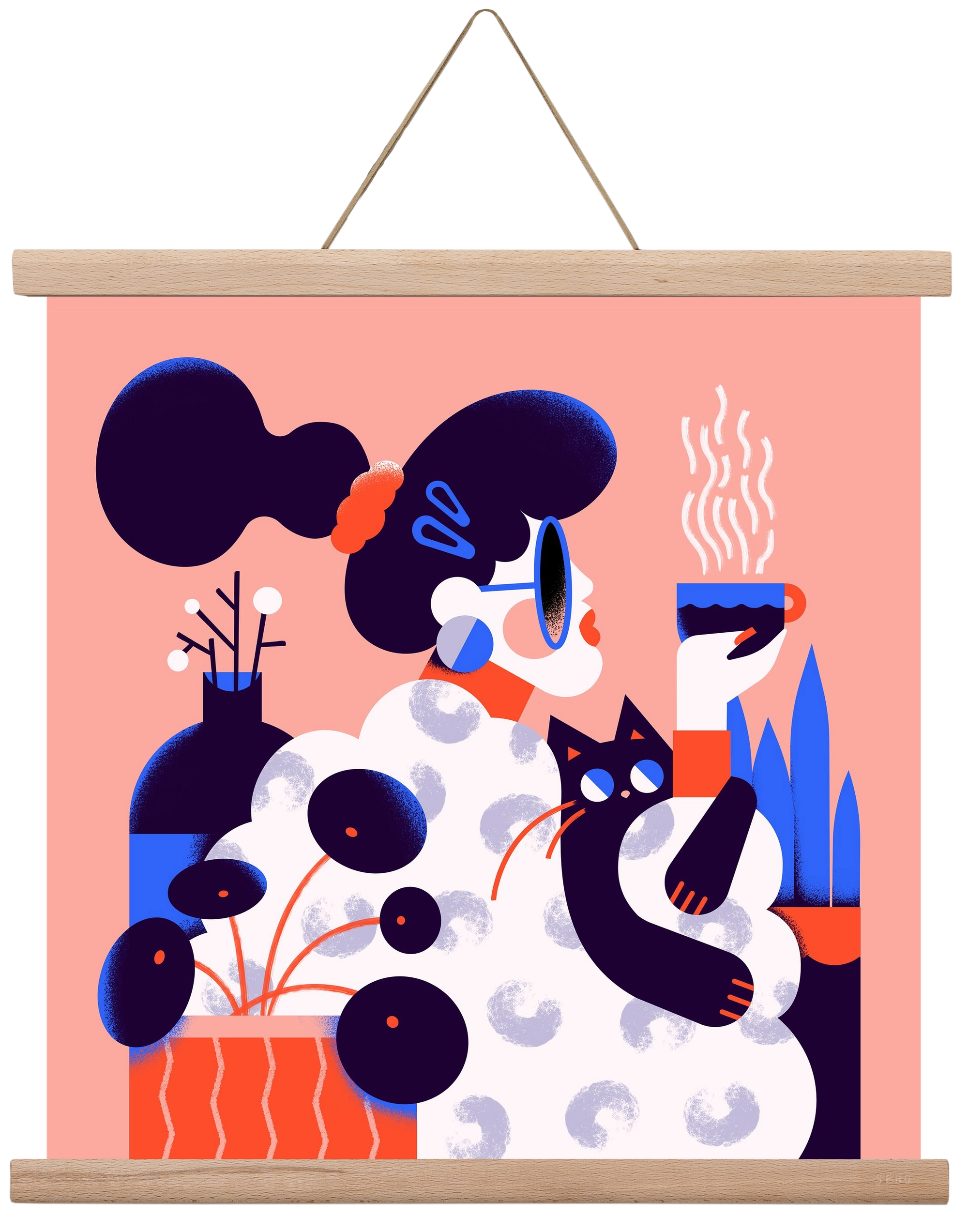 Morning coffee, 40x40 cm (40x40 cm), Tölgy akasztó