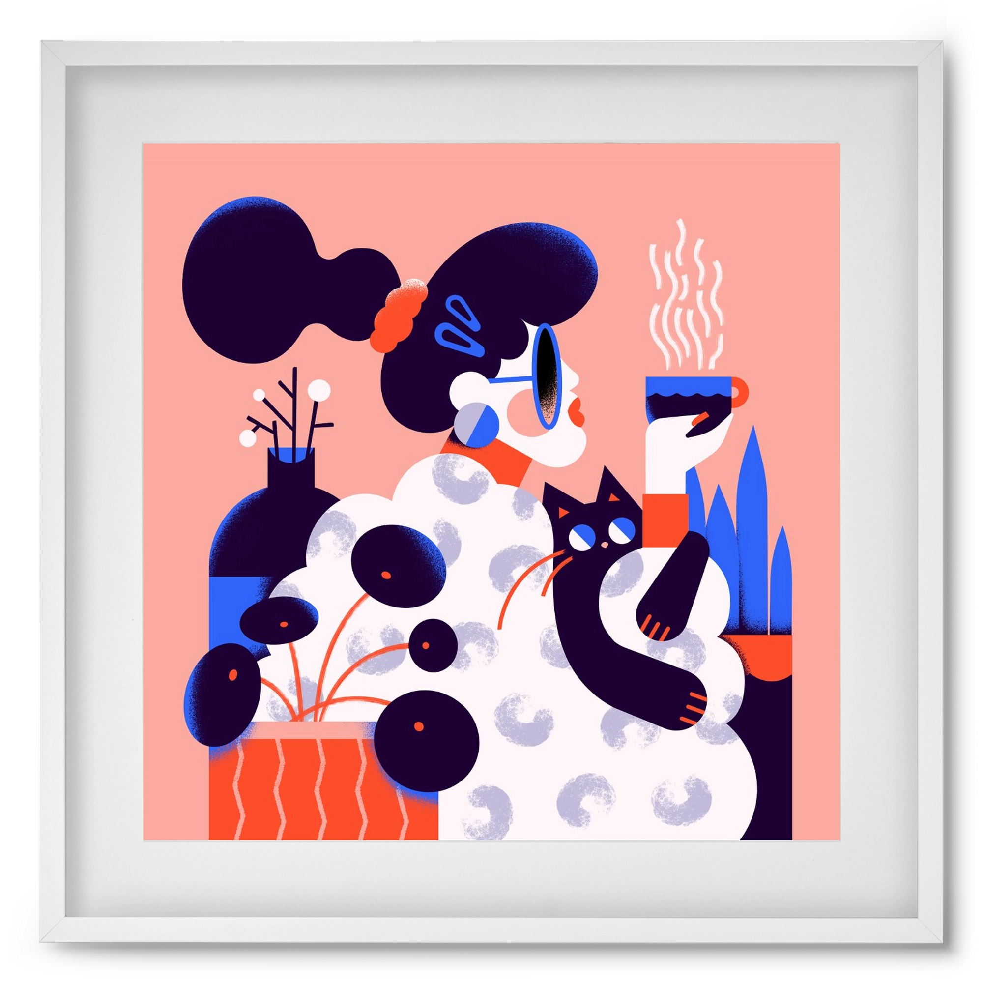 Morning coffee, 50x50 cm (40x40 cm), Fehér keret, paszpartuval