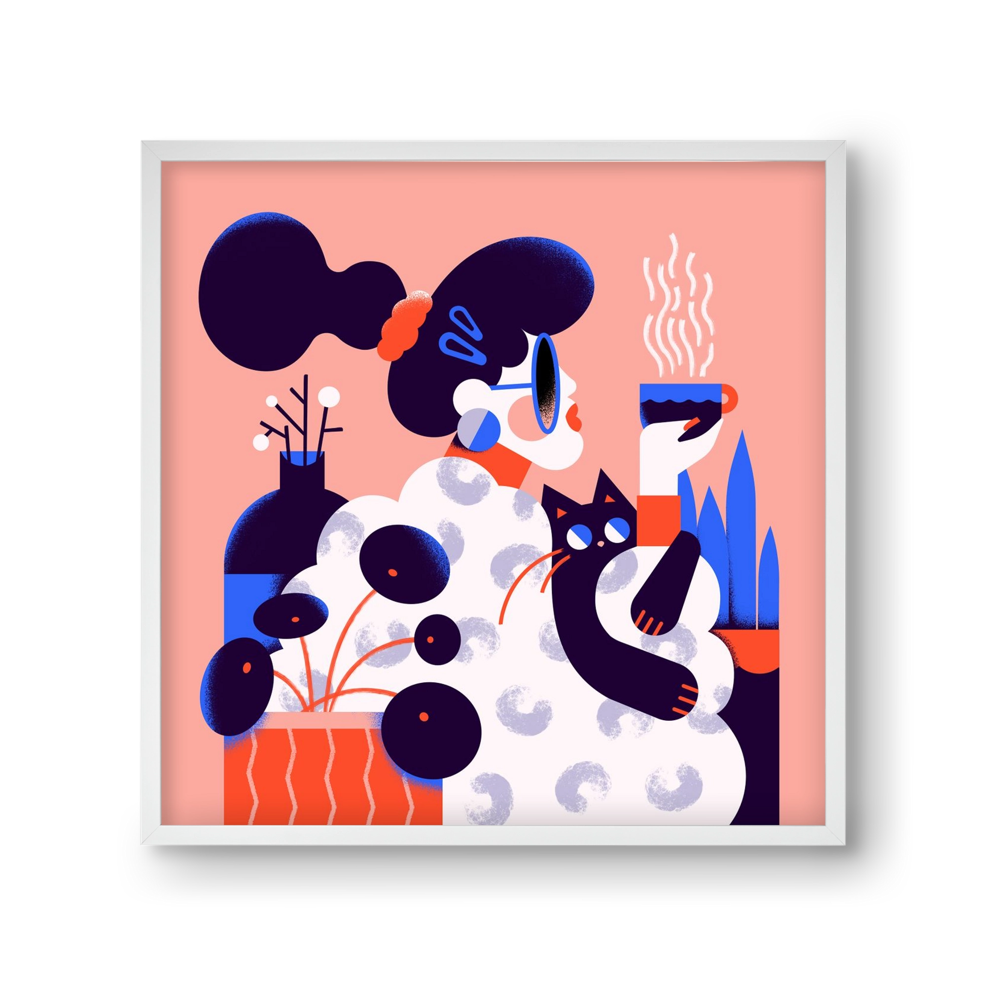 Morning coffee, 30x30 cm (30x30 cm), Fehér keret