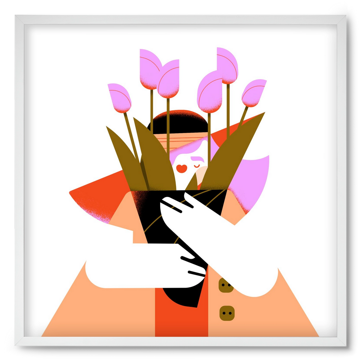 Tulip girl, 50x50 cm (50x50 cm), Fehér keret