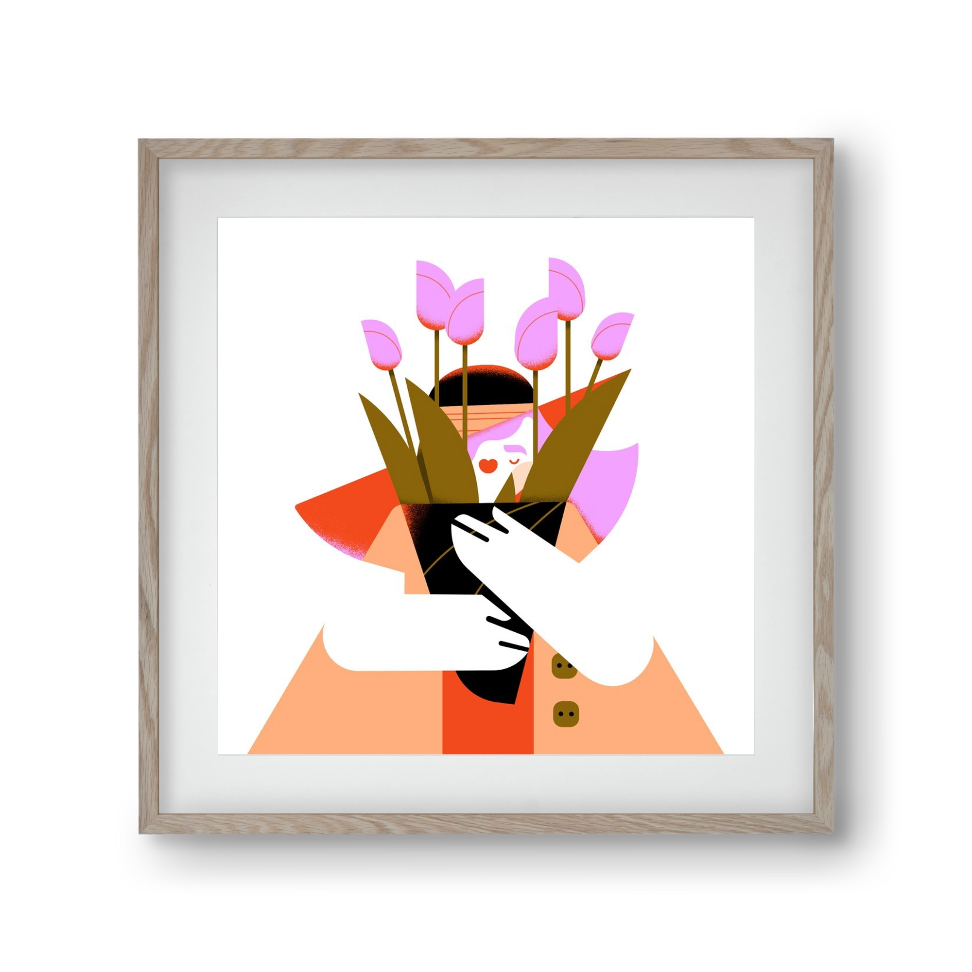 Tulip girl, 30x30 cm (20x20 cm), Tölgy keret, paszpartuval