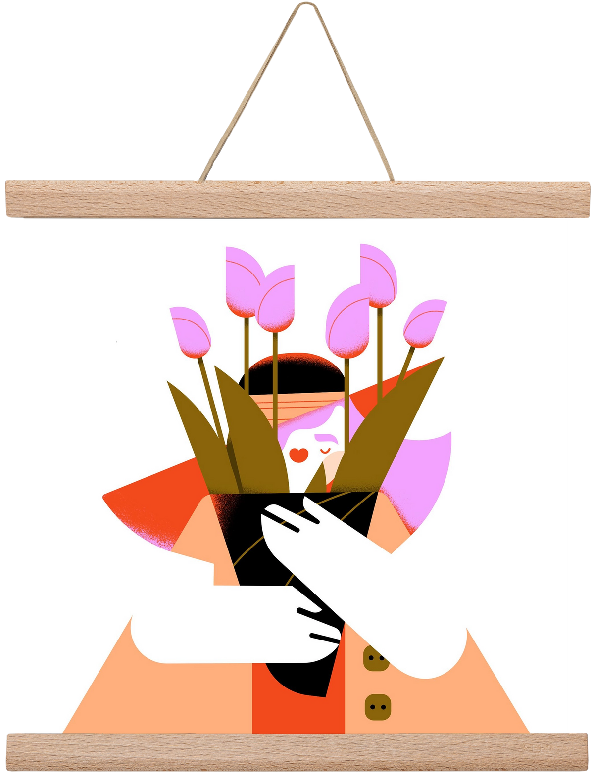 Tulip girl, 30x30 cm (30x30 cm), Tölgy akasztó