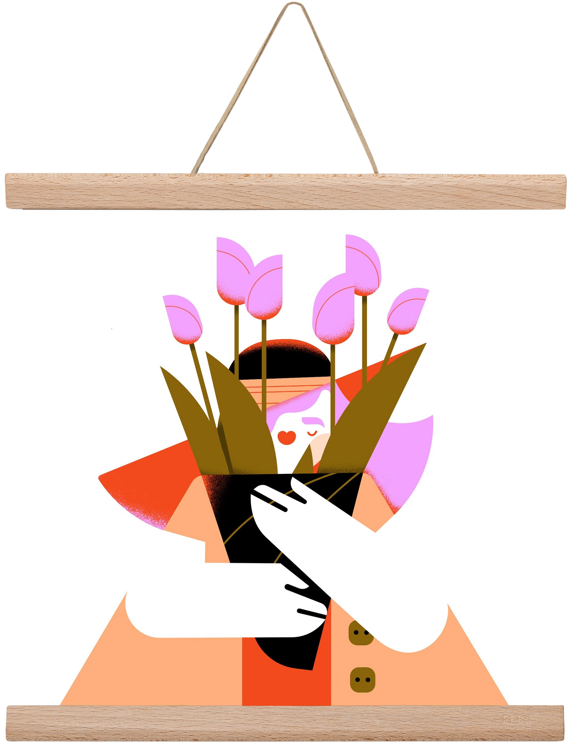 Tulip girl, 30x30 cm (30x30 cm), Tölgy akasztó