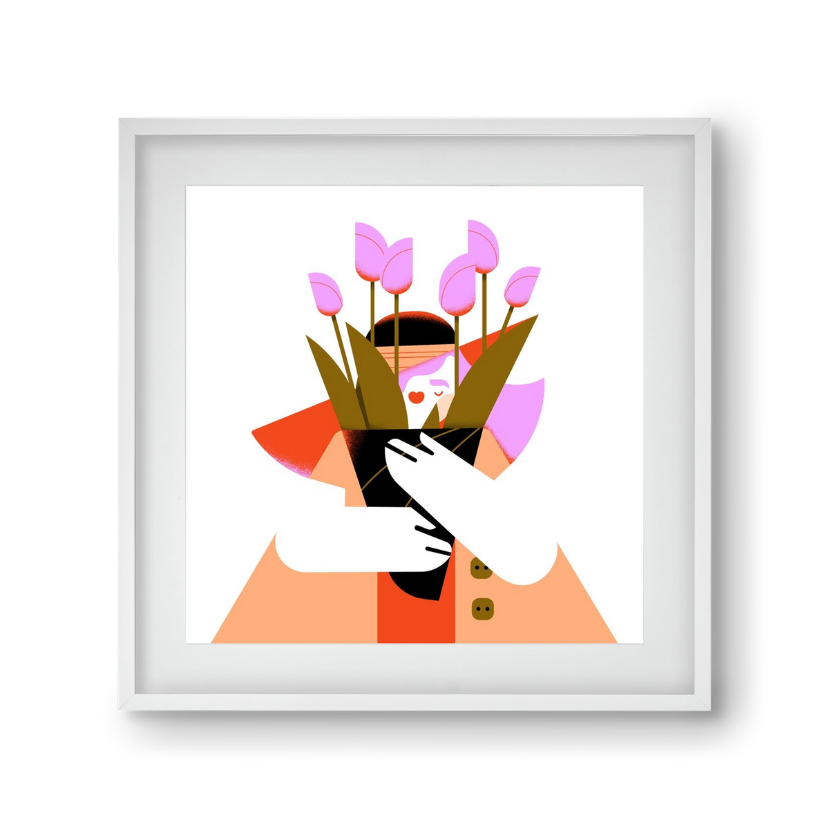 Tulip girl, 30x30 cm (20x20 cm), Fehér keret, paszpartuval