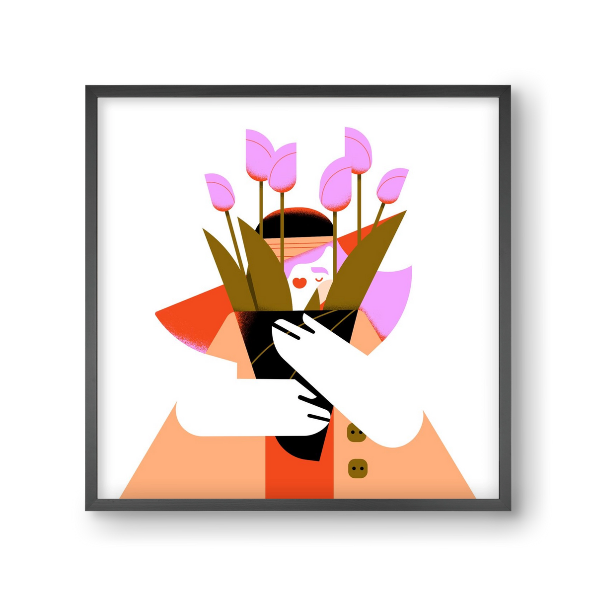 Tulip girl, 30x30 cm (30x30 cm), Fekete keret
