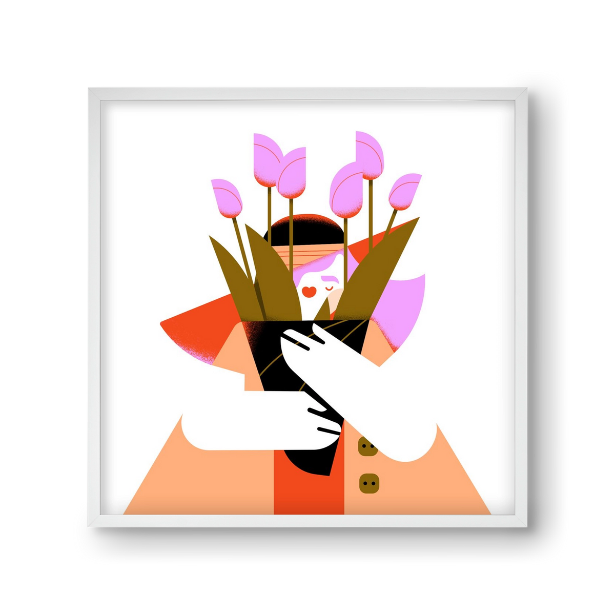 Tulip girl, 30x30 cm (30x30 cm), Fehér keret