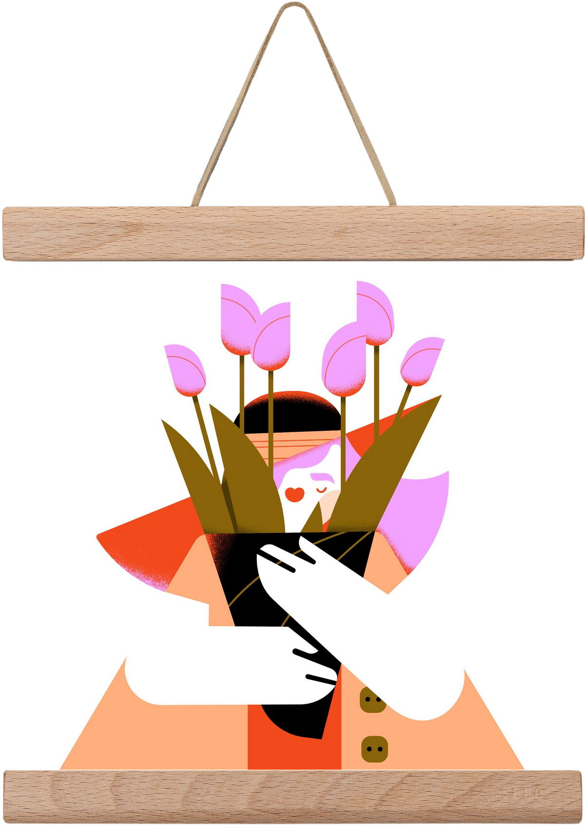 Tulip girl, 20x20 cm (20x20 cm), Tölgy akasztó