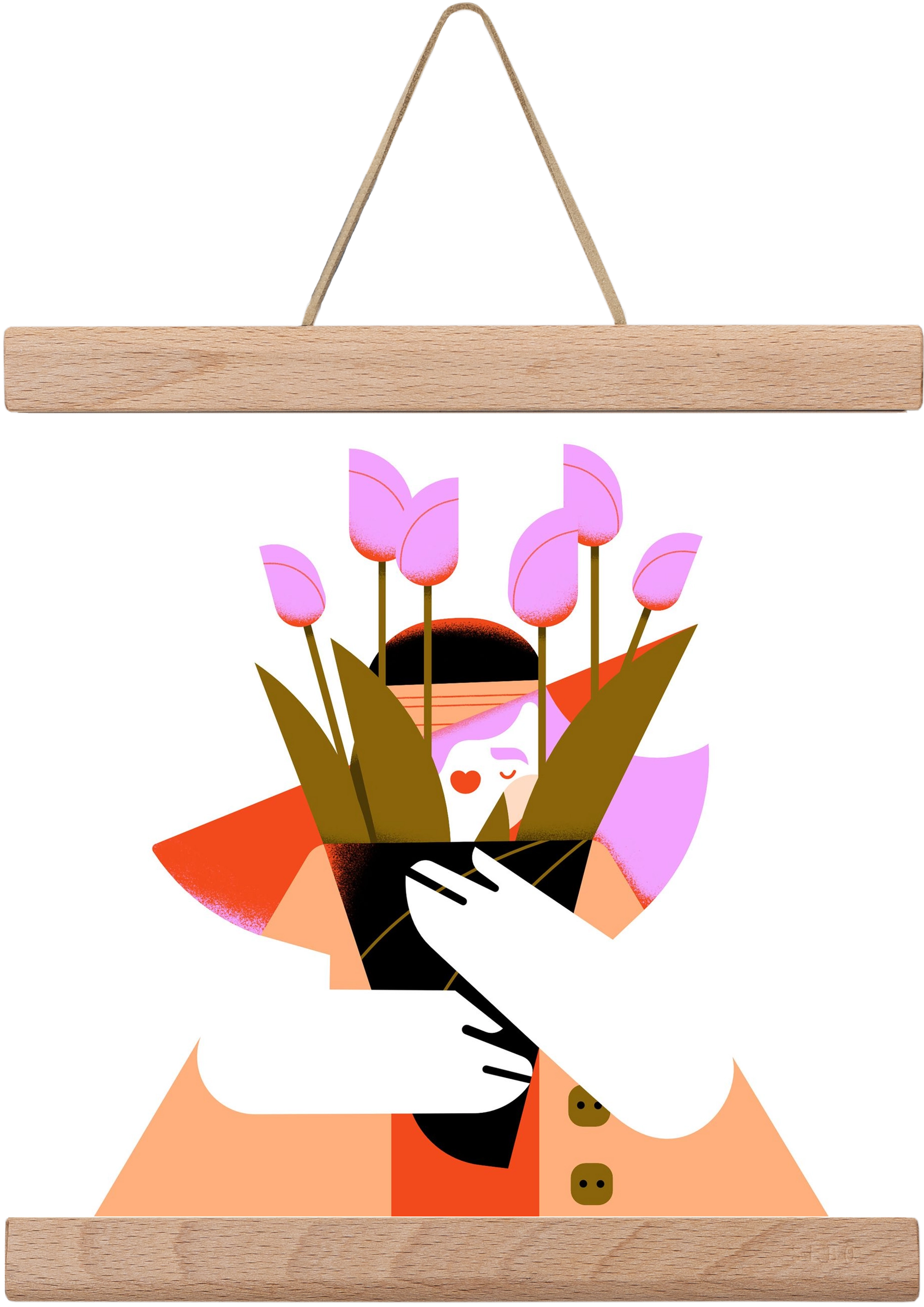 Tulip girl, 20x20 cm (20x20 cm), Tölgy akasztó
