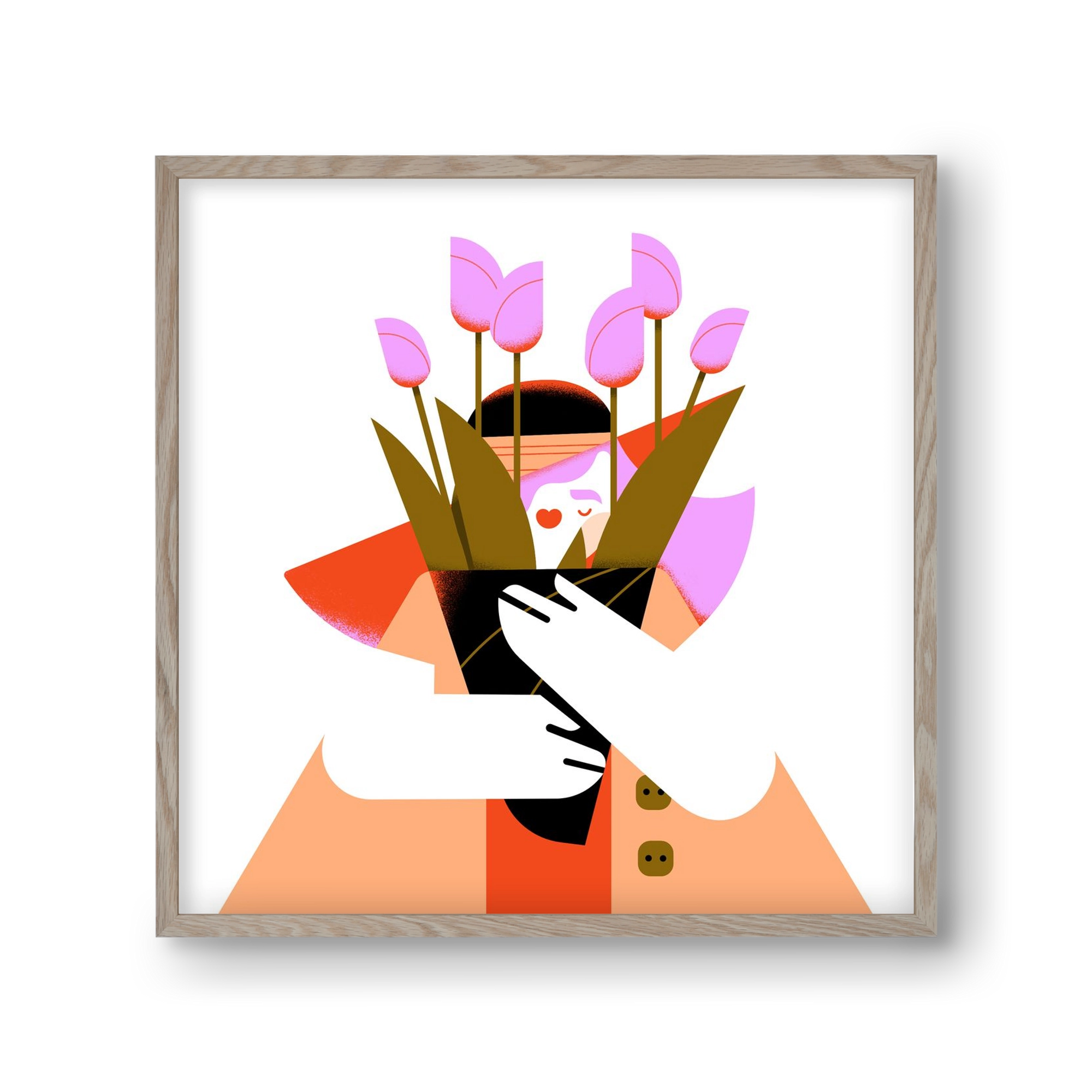 Tulip girl, 30x30 cm (30x30 cm), Tölgy keret