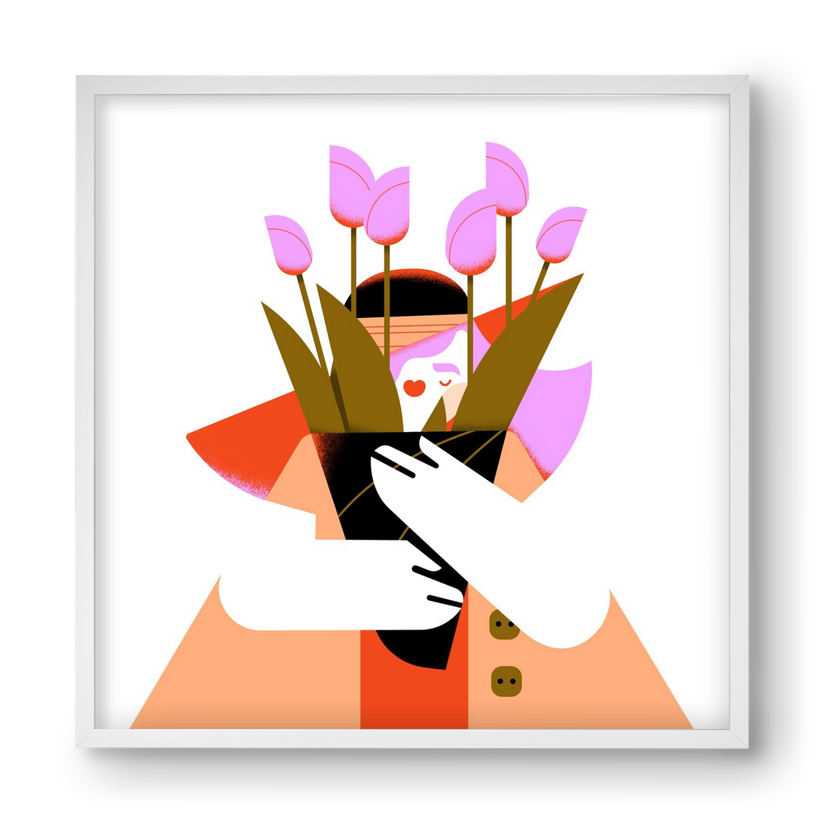 Tulip girl, 40x40 cm (40x40 cm), Fehér keret
