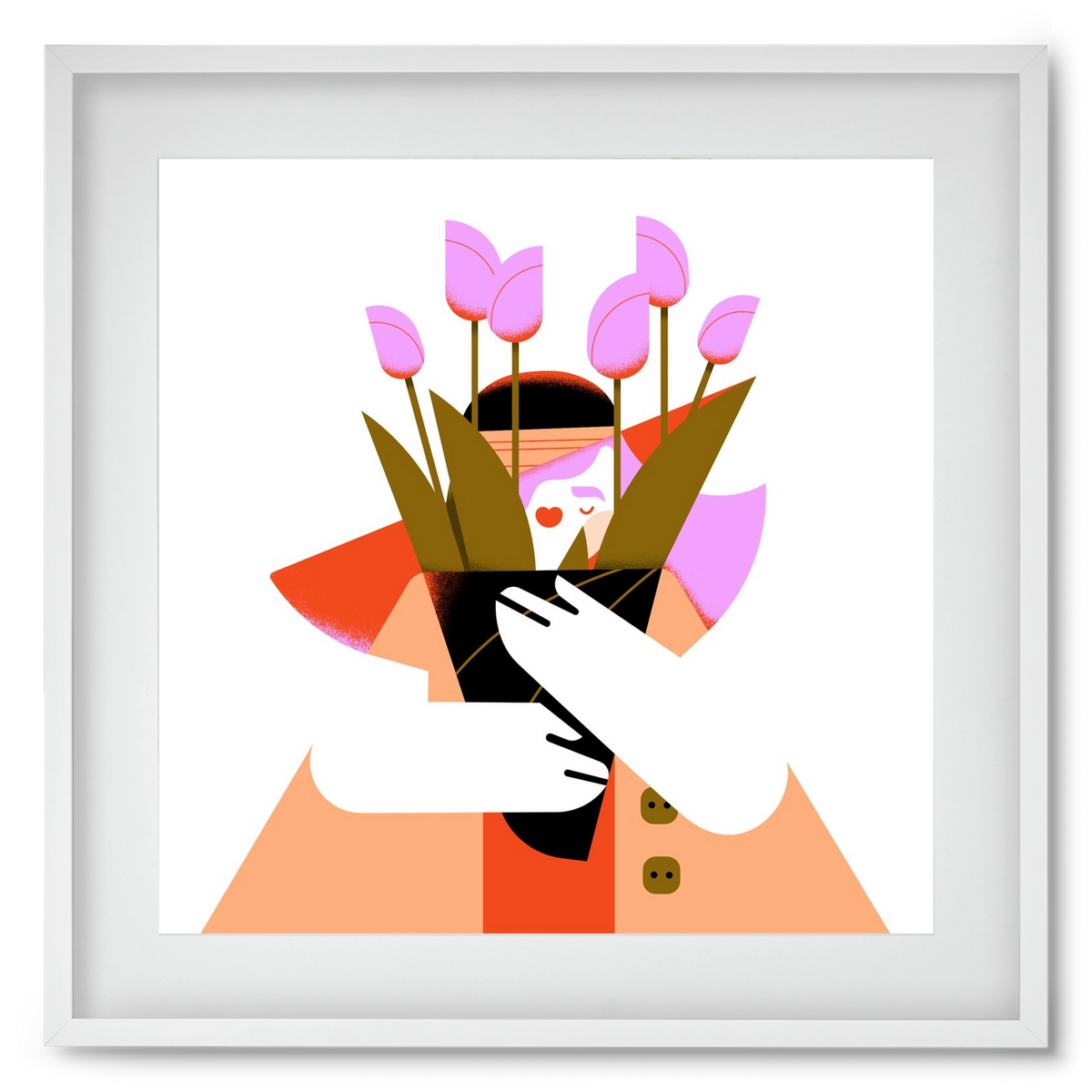 Tulip girl, 50x50 cm (40x40 cm), Fehér keret, paszpartuval