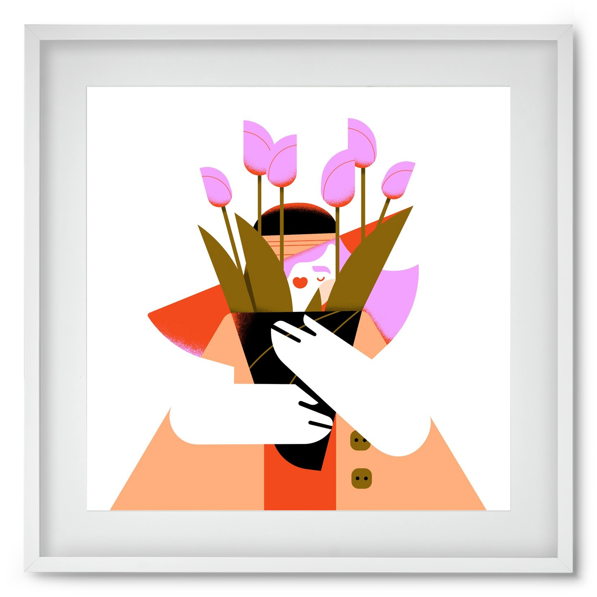 Tulip girl, 50x50 cm (40x40 cm), Fehér keret, paszpartuval